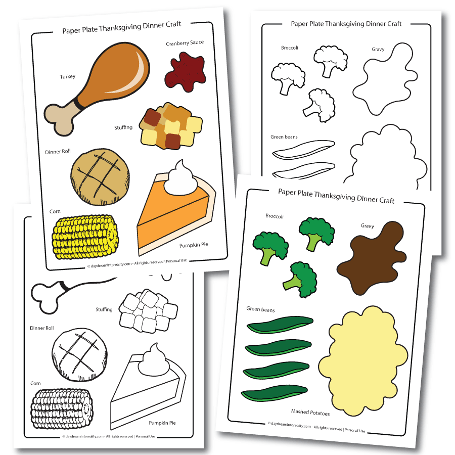 Thanksgiving Dinner Paper Plate Craft Free PDF Template Daydream Into Reality