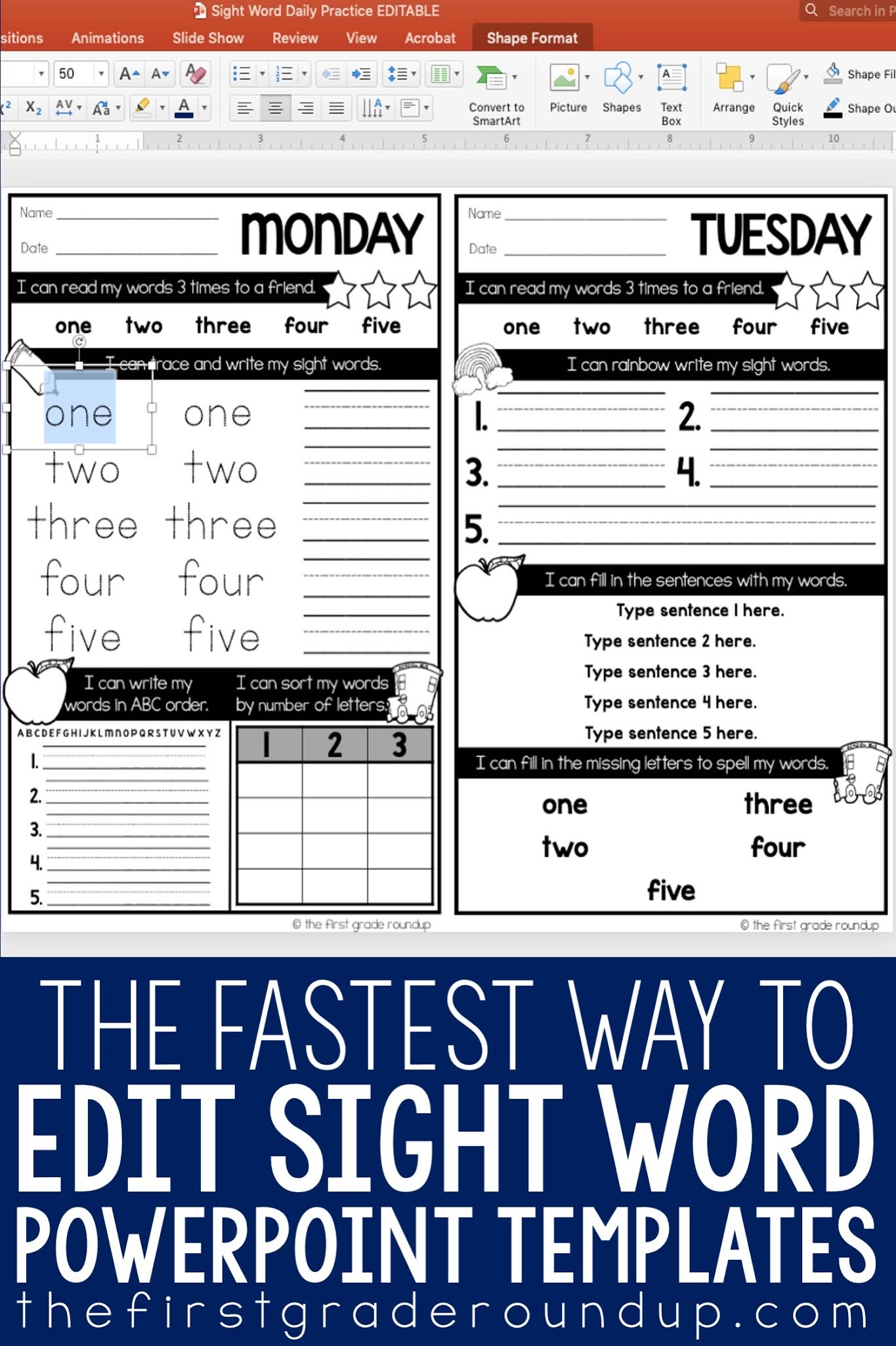 The Fastest Way To Edit Sight Word Templates The First Grade Roundup The Fastest Way To Edit Sight Word Templates The First Grade Roundup