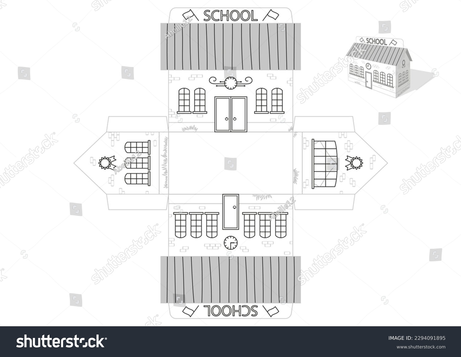 Free Printable School House Template