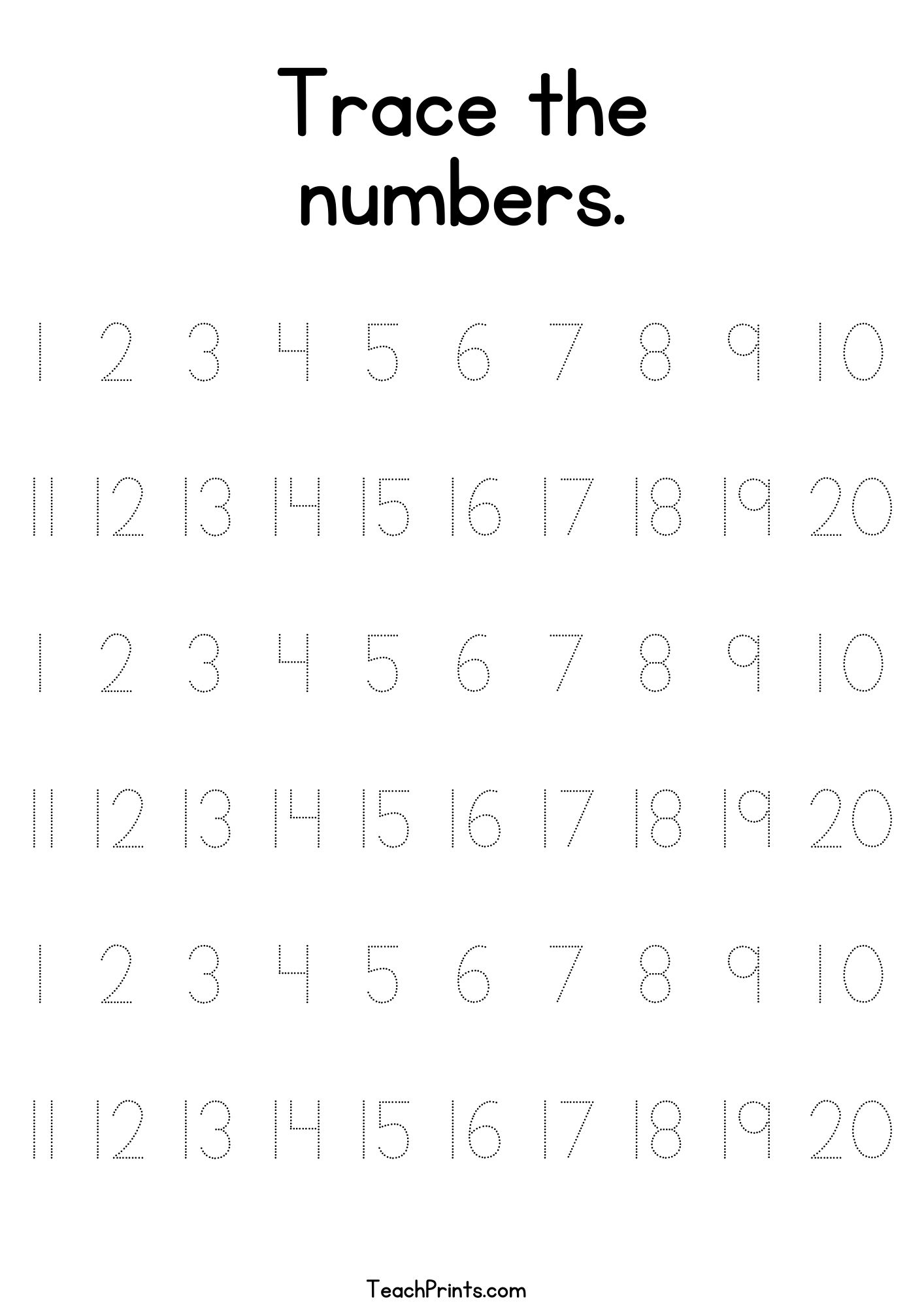 Free Printable Number Templates 1-20