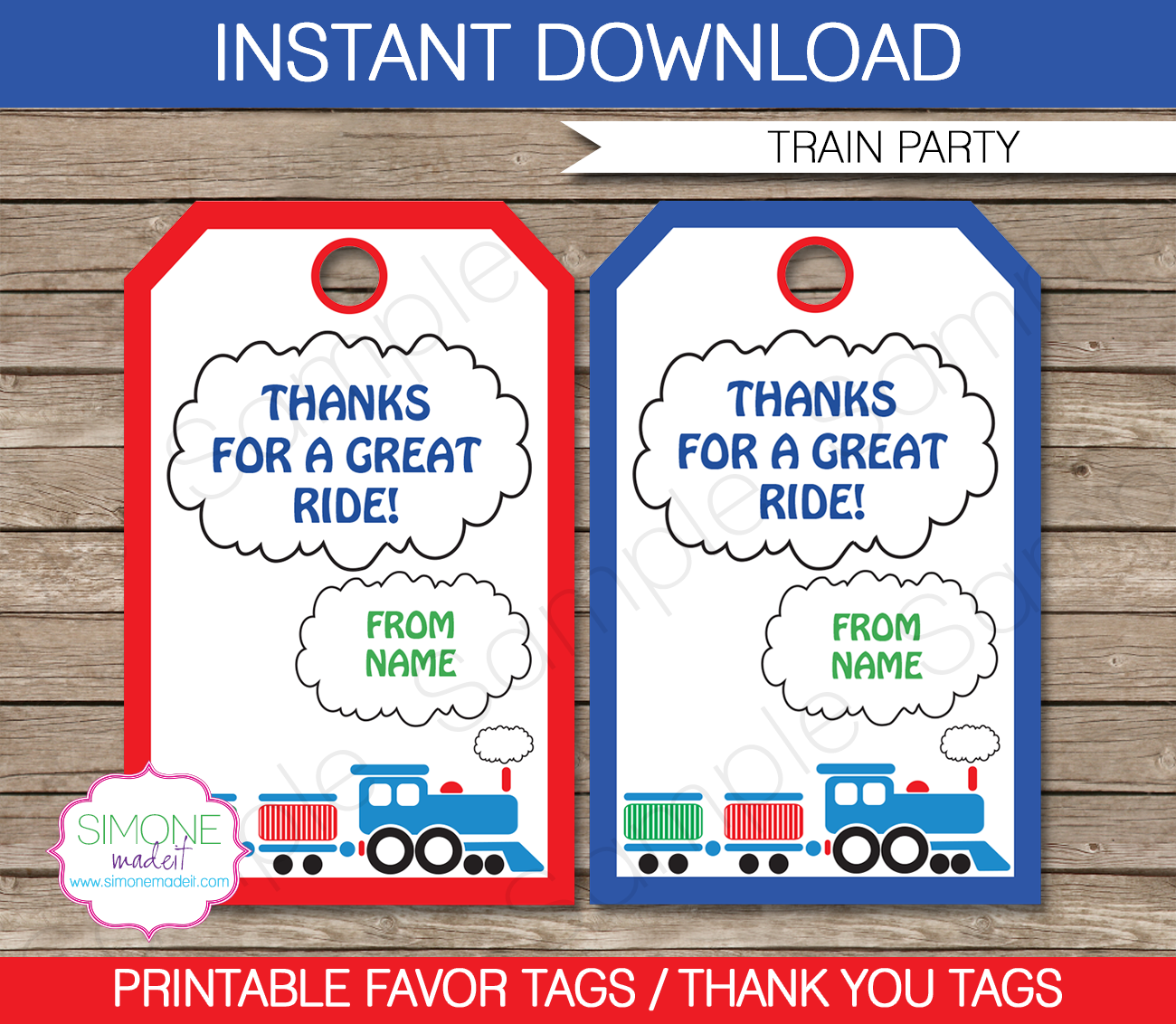 Train Party Favor Tags Template