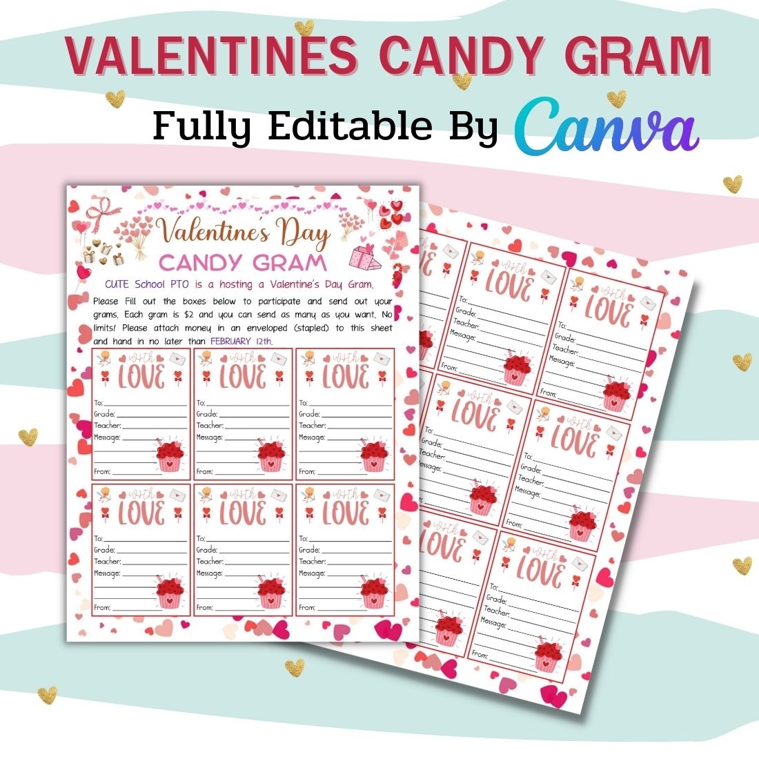 Valentines Candy Gram Editable By Canva Valentines Candy Gram Editable By Canva