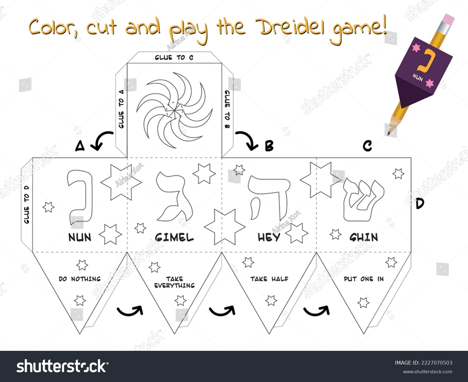 Vektor Stok Make Paper Dreidel Template Paper Craft Tanpa Royalti 2227070503 Shutterstock Vektor Stok Make Paper Dreidel Template Paper Craft Tanpa Royalti 2227070503 Shutterstock