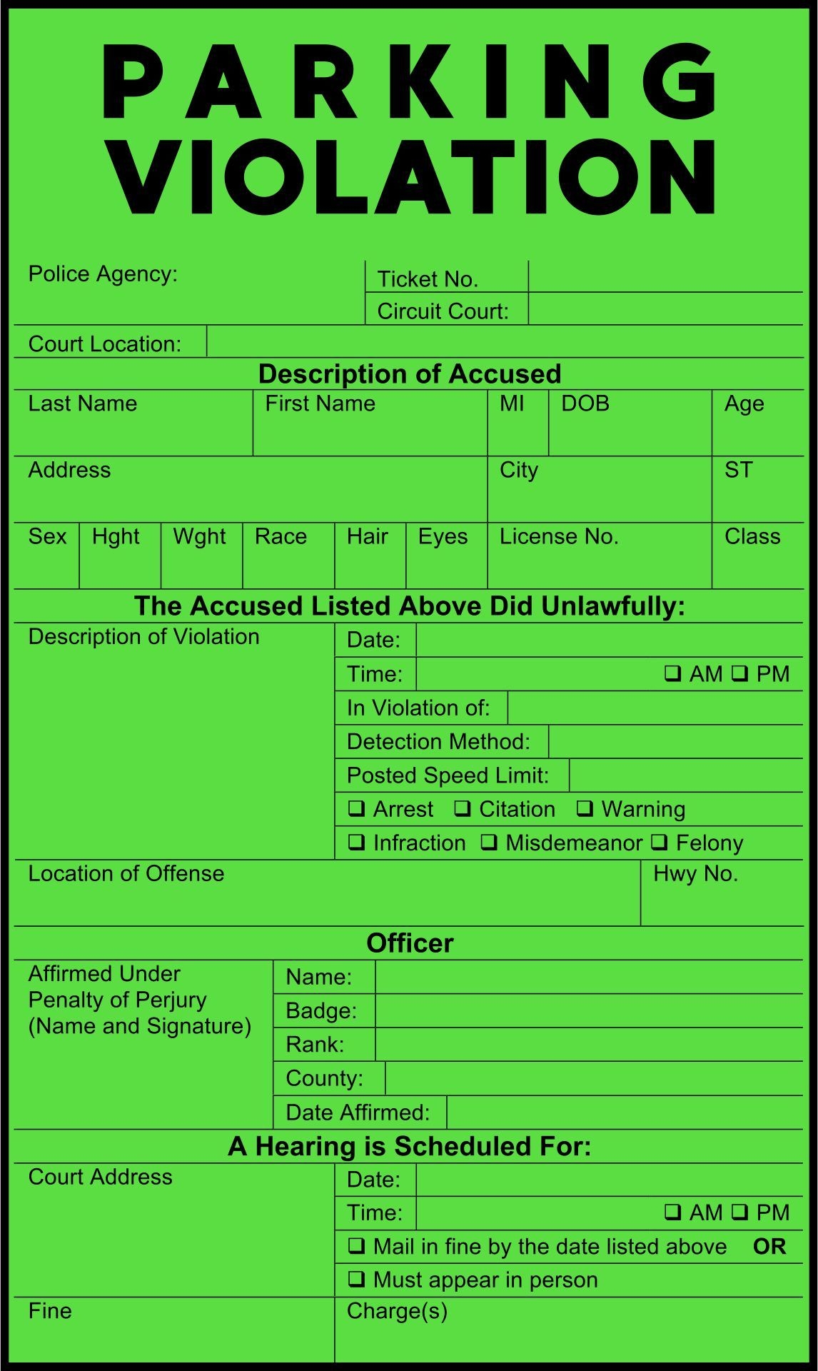 Violation Tickets 10 Free PDF Printables Printablee Violation Tickets 10 Free PDF Printables Printablee