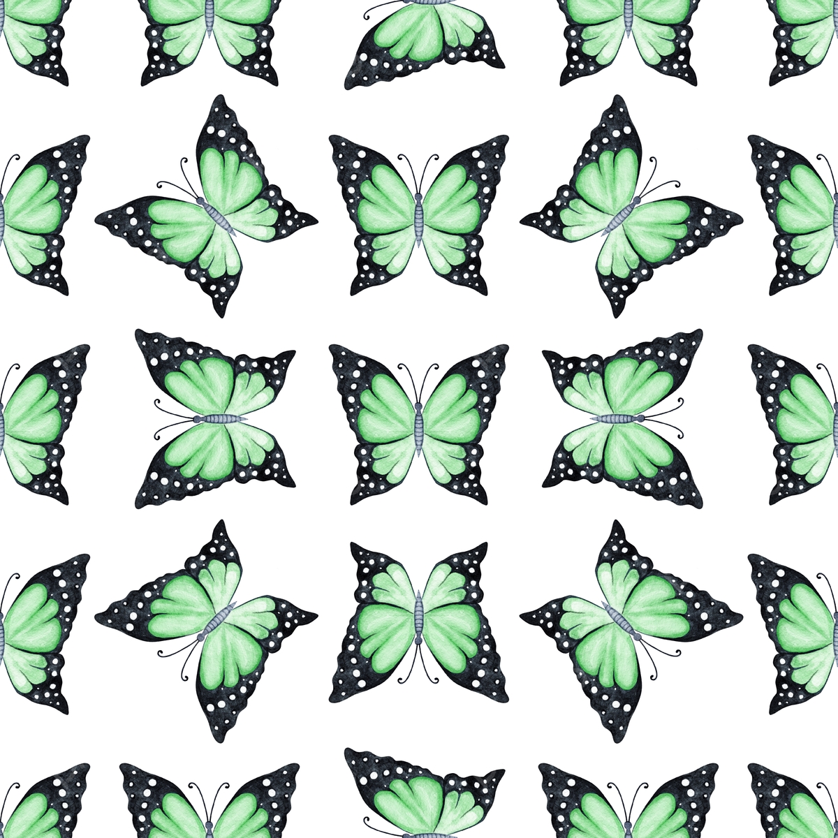 Watercolor Green Butterflies Seamless Pattern On White Print White Wild Photo Background And Picture For Free Download Pngtree