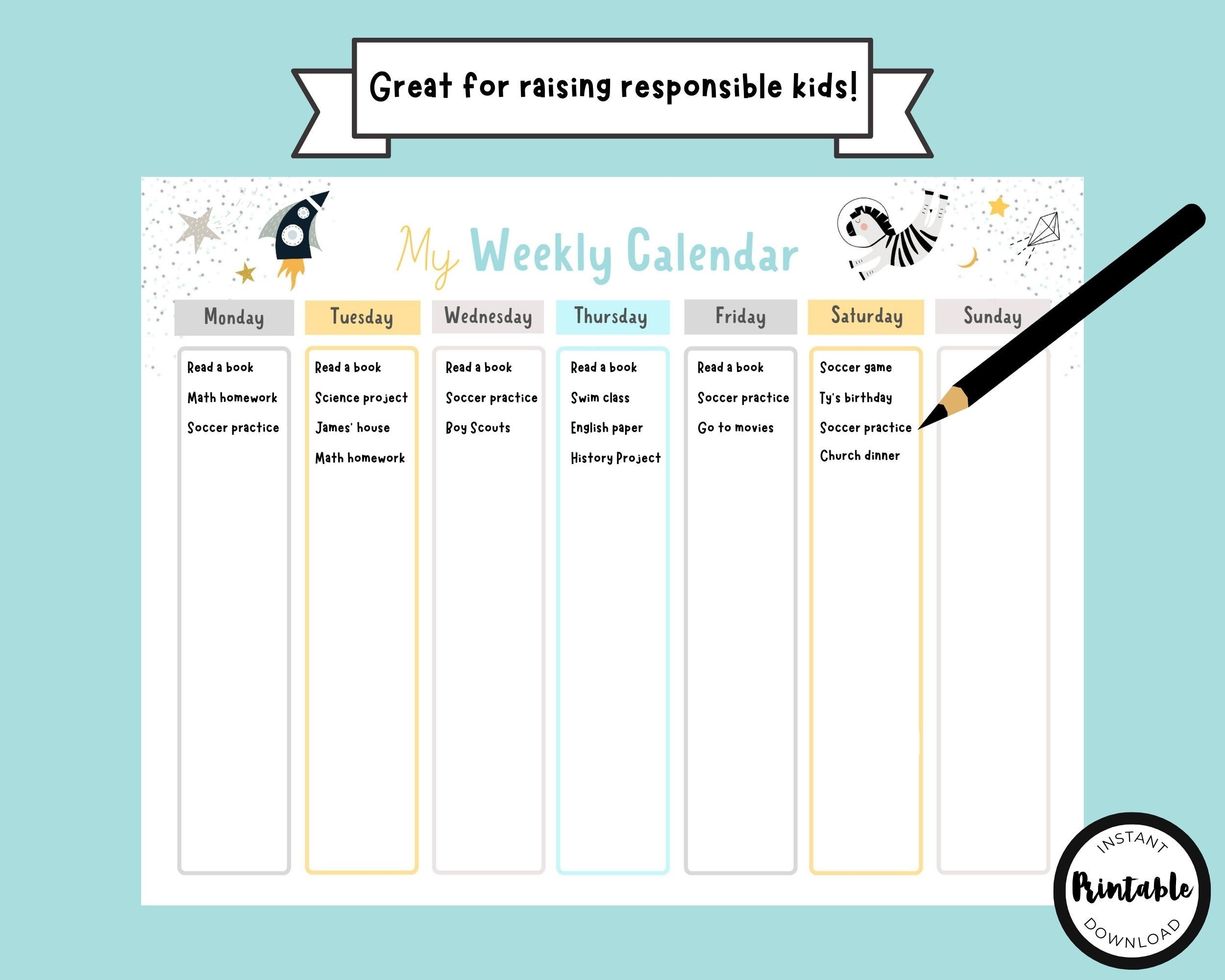 Weekly Calendar Printable For Kids Weekly Planner Week At A Glance Printable Kids Weekly Schedule Planner To Do List Instant Download Etsy Weekly Calendar Printable For Kids Weekly Planner Week At A Glance Printable Kids Weekly Schedule Planner To Do List Instant Download Etsy