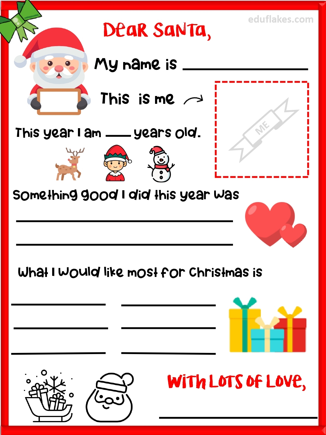 Write To Santa Free Printable Letter Templates For Kids Eduflakes