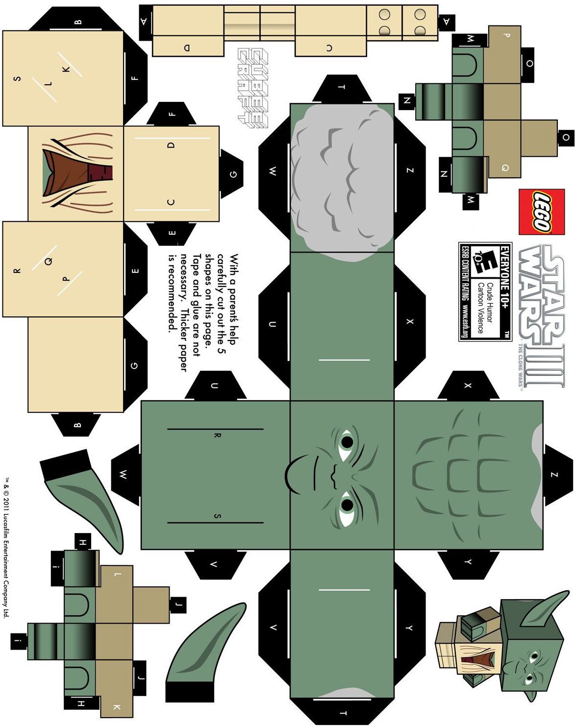 Yoda Paper Model Free Printable Paper Template Yoda Paper Model Free Printable Paper Template