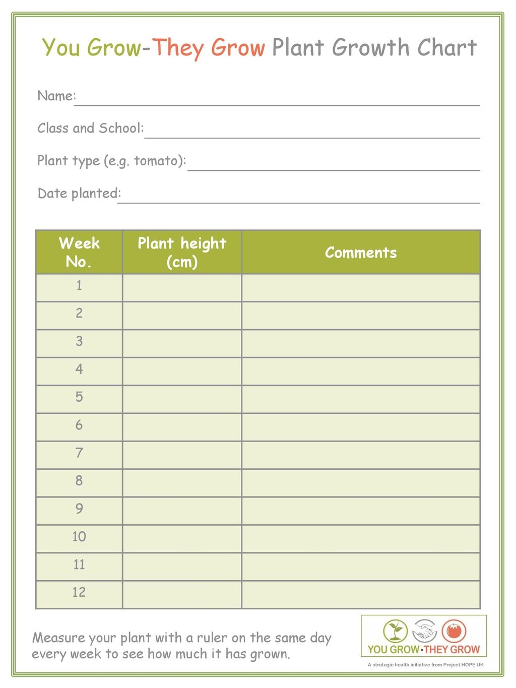 Free Printable Plant Growth Graph Template
