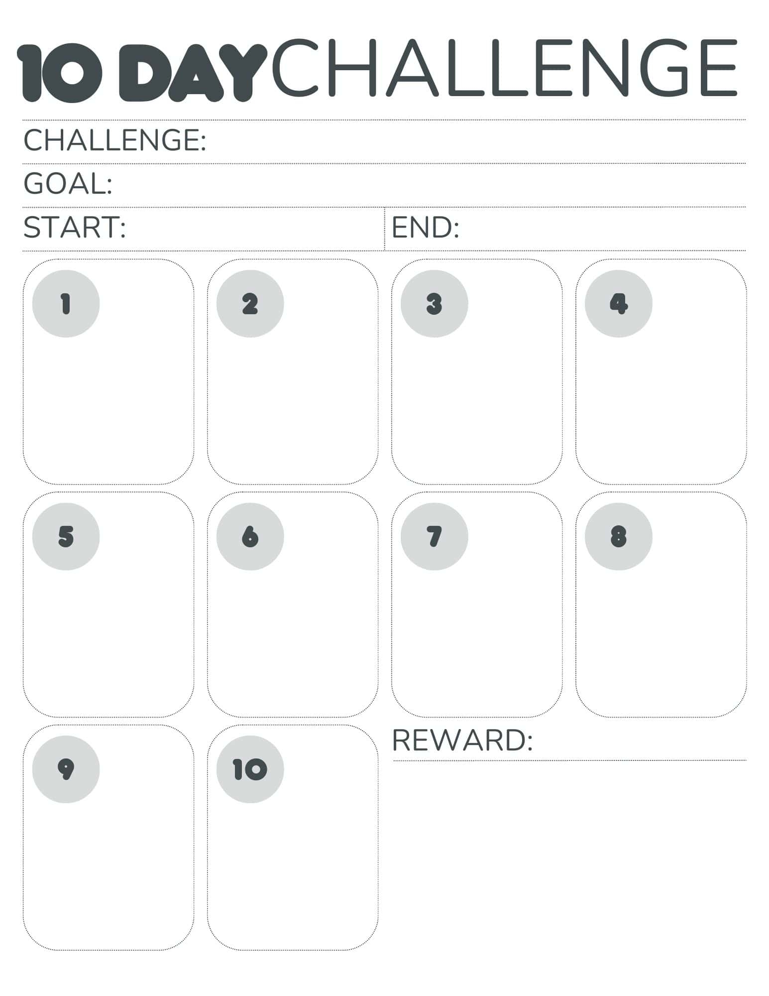 10 Day Calendar Printable