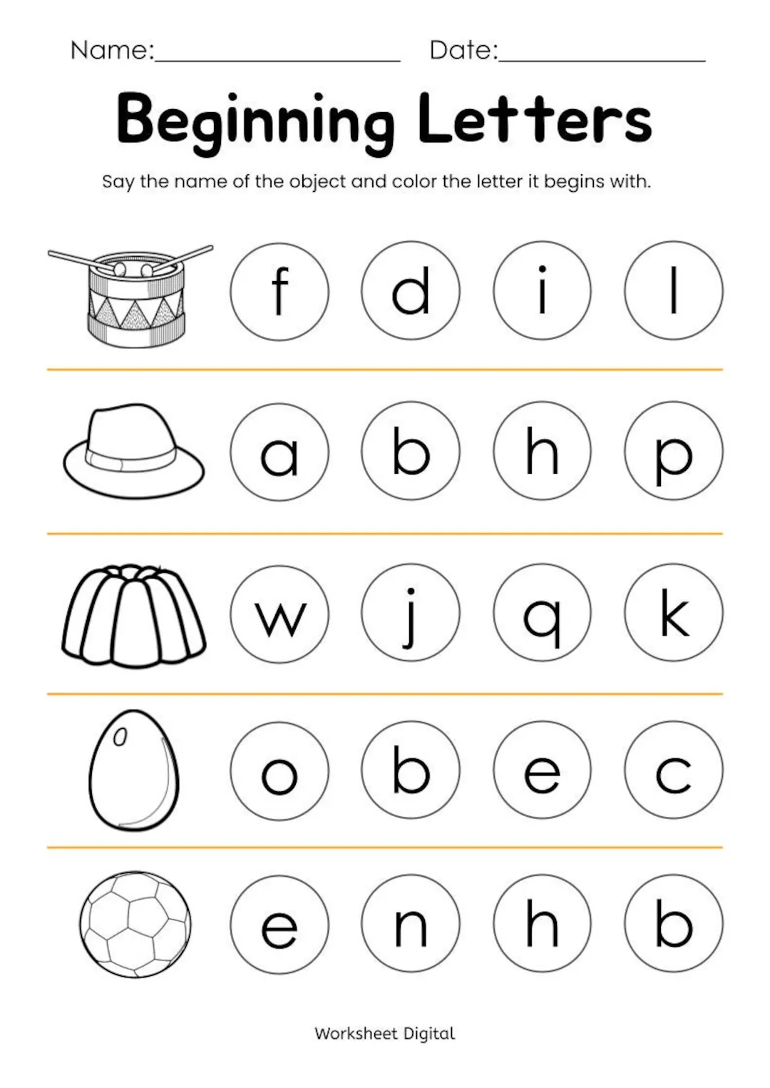 Printable Language Worksheets For Kindergarten