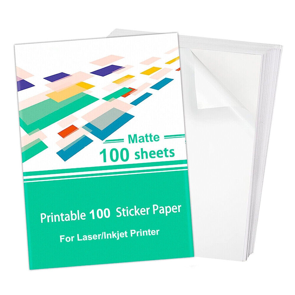 100 Full Sheet Matte Printable Sticker Paper Labels 8 5 x11 For Laser Inkjet EBay