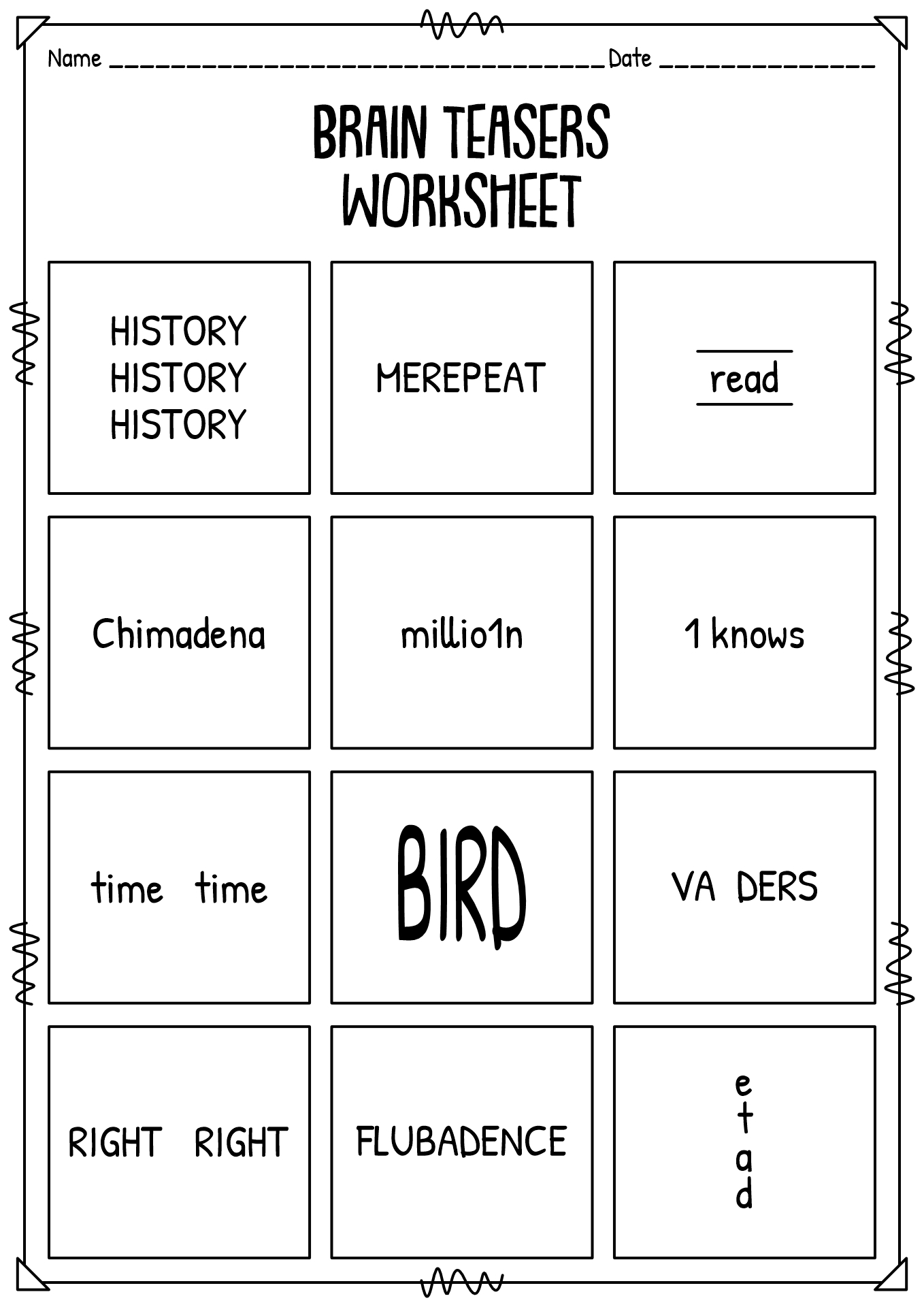 Printable Brain Teaser Worksheets