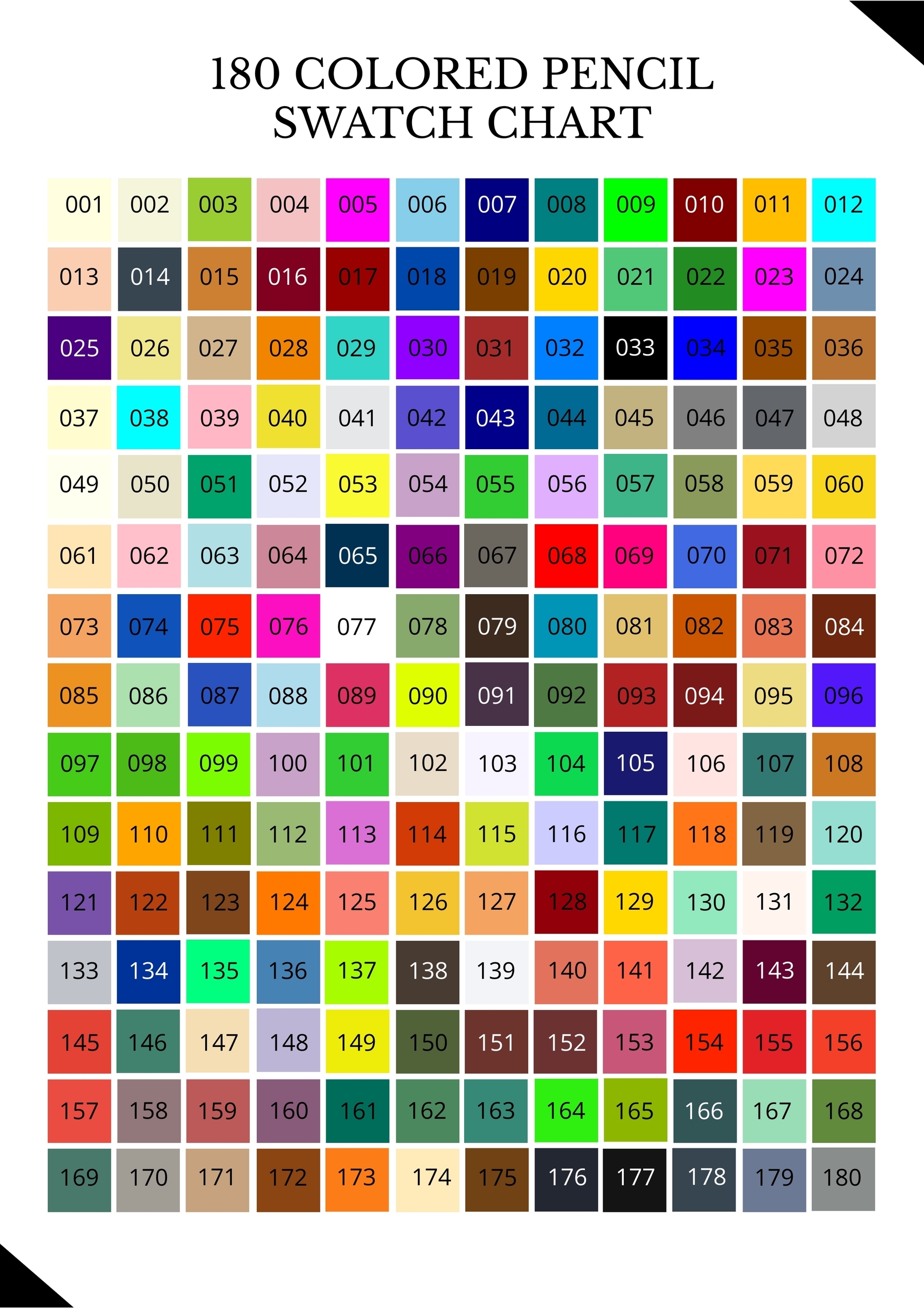 Color Swatch Chart Printable Color Swatch Chart Printable