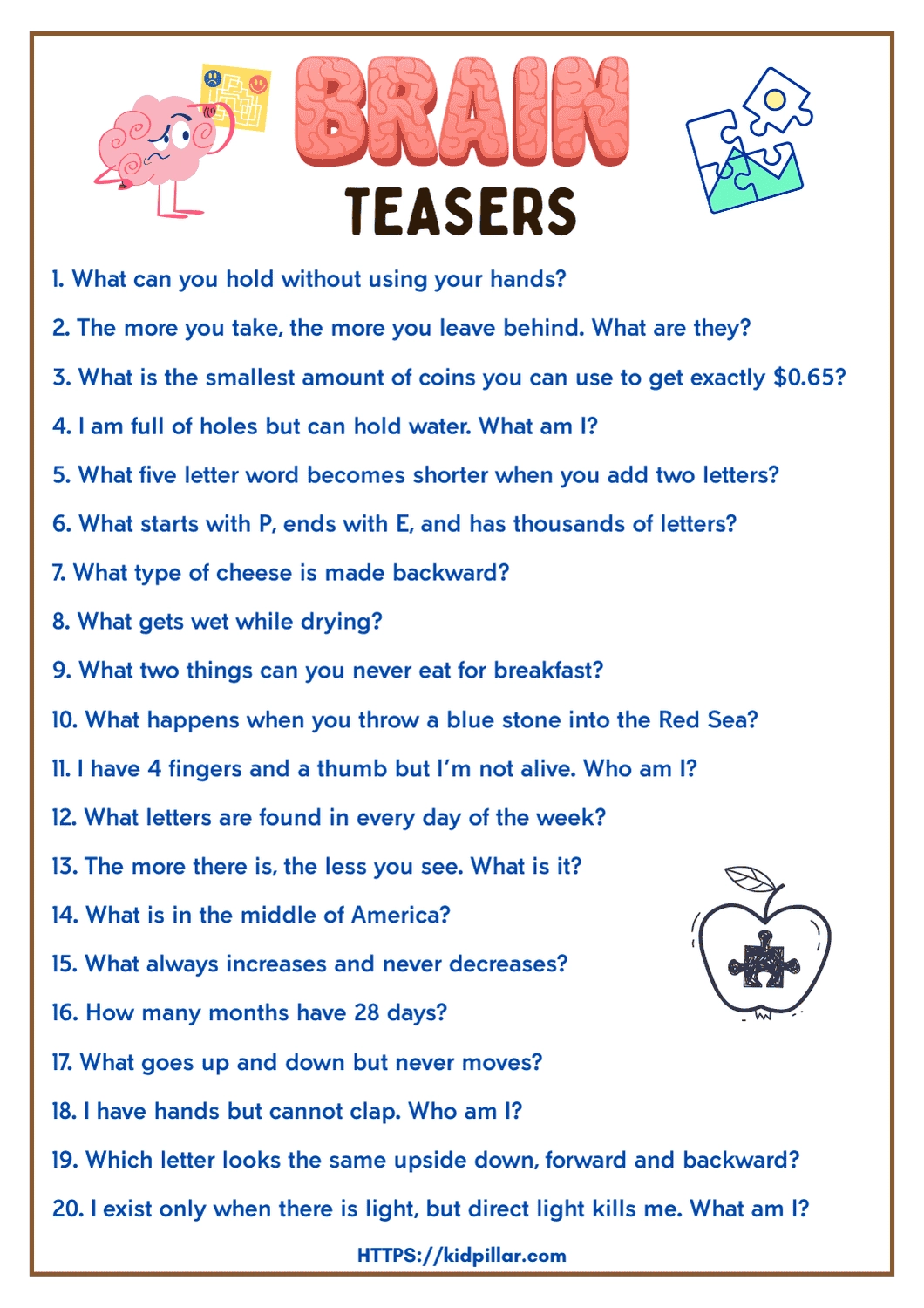 Printable Brain Teaser Worksheets Printable Brain Teaser Worksheets