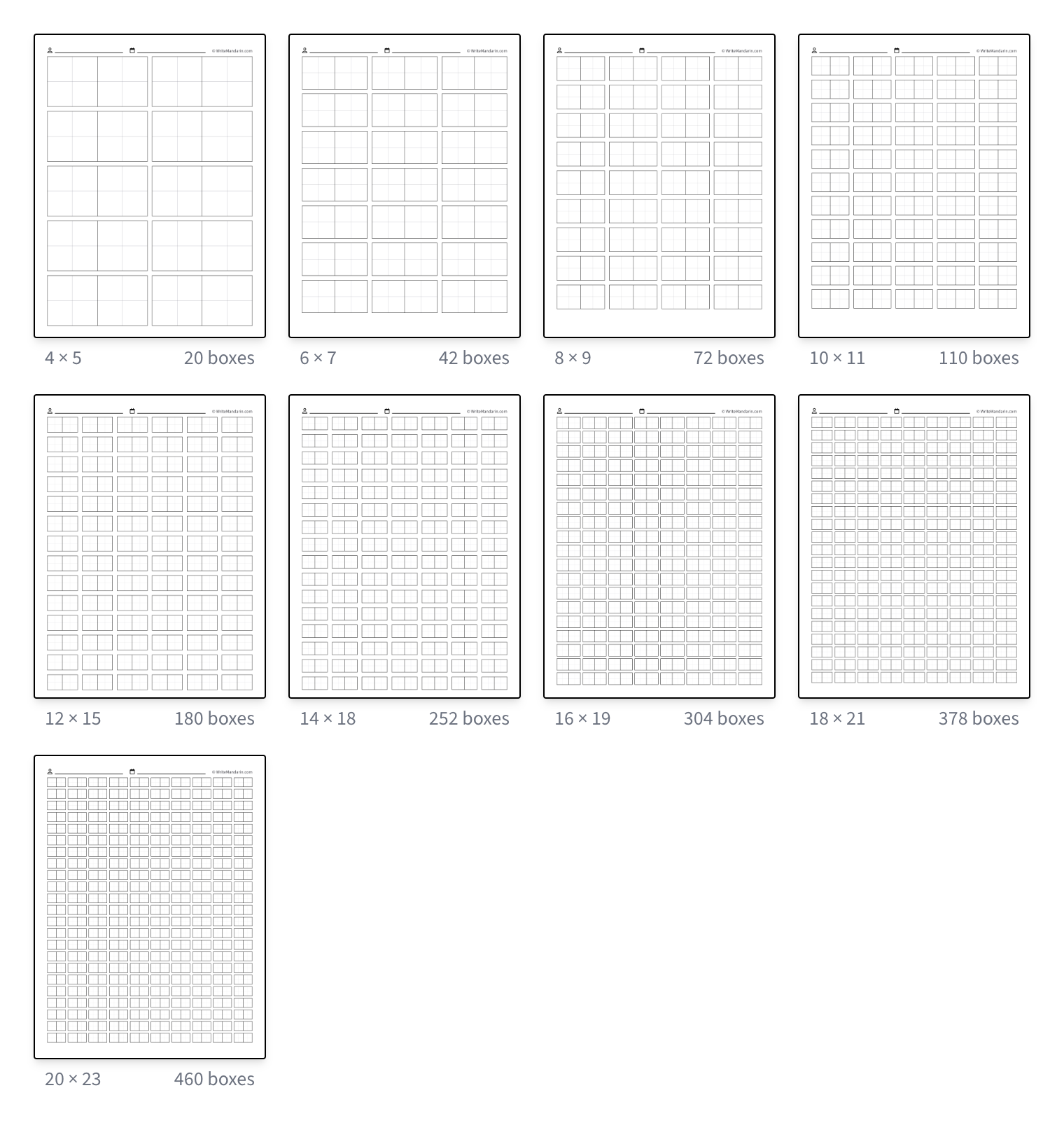 Printable Chinese Character Worksheet