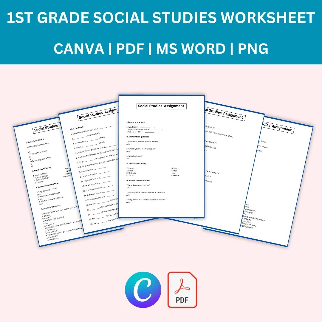 1st Grade Social Studies Worksheets Template Printable PDF