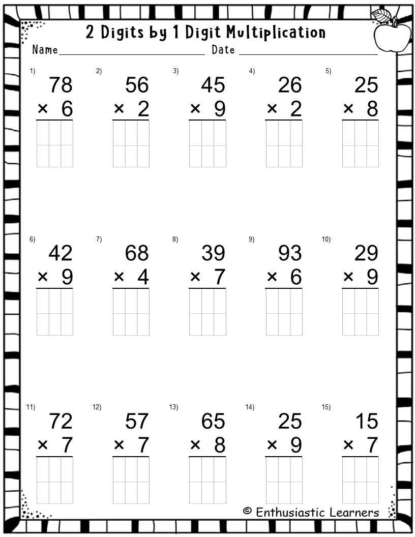 Printable Long Multiplication Worksheets