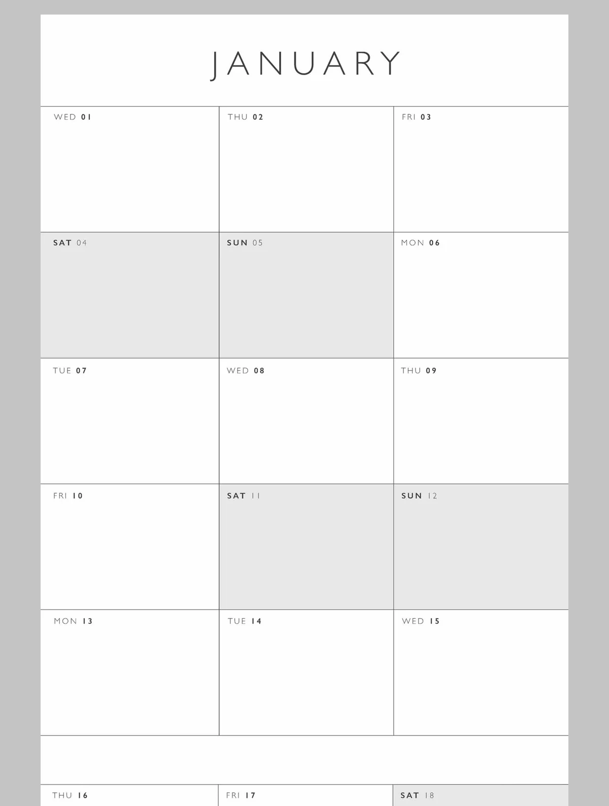 Free Printable Calendar With Big Boxes