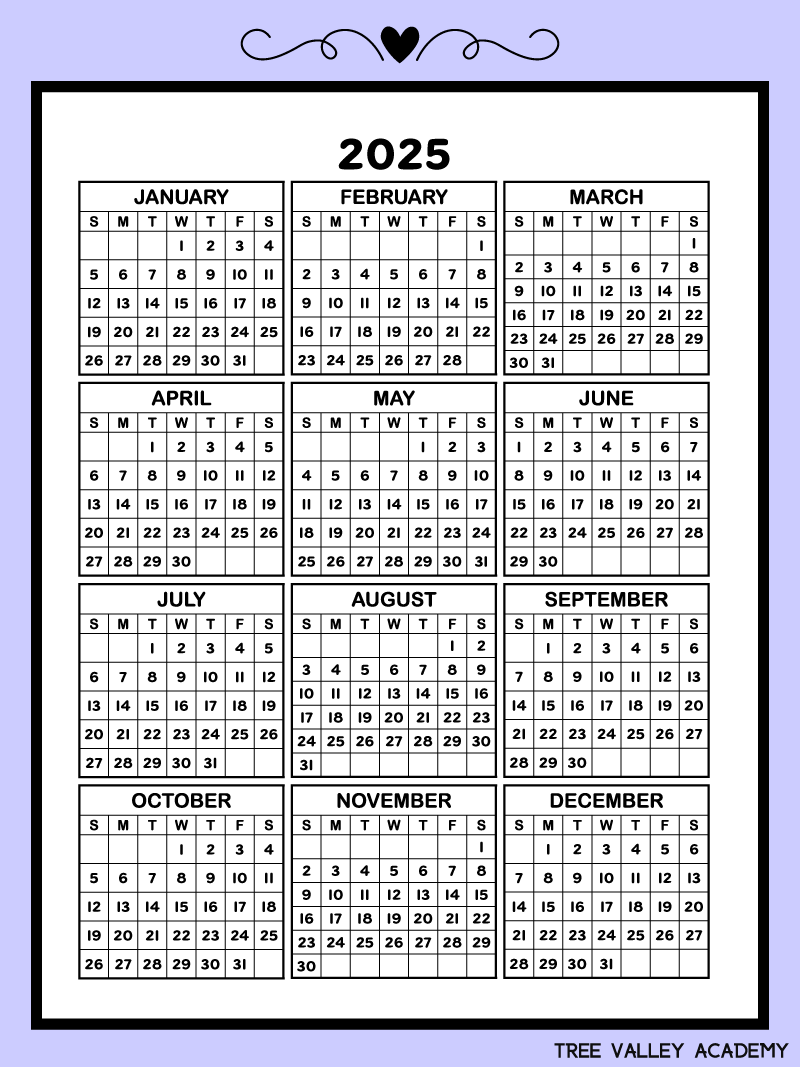 Free One Year Calendar Printable