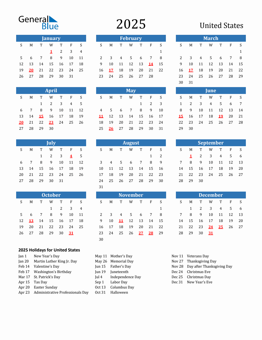 225 Calendar Printable