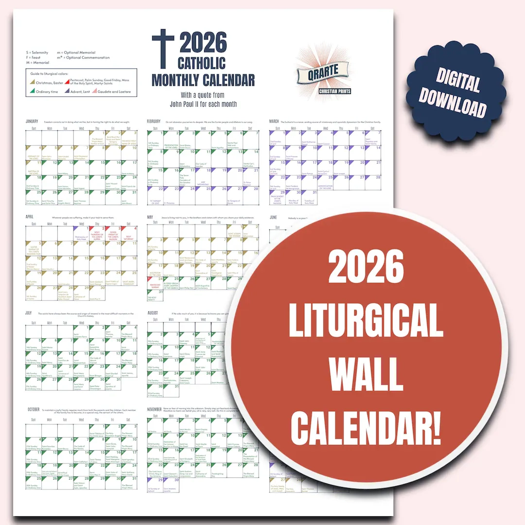 2026 Color coded Liturgical Calendar Instant Download Catholic Planner Etsy Norway