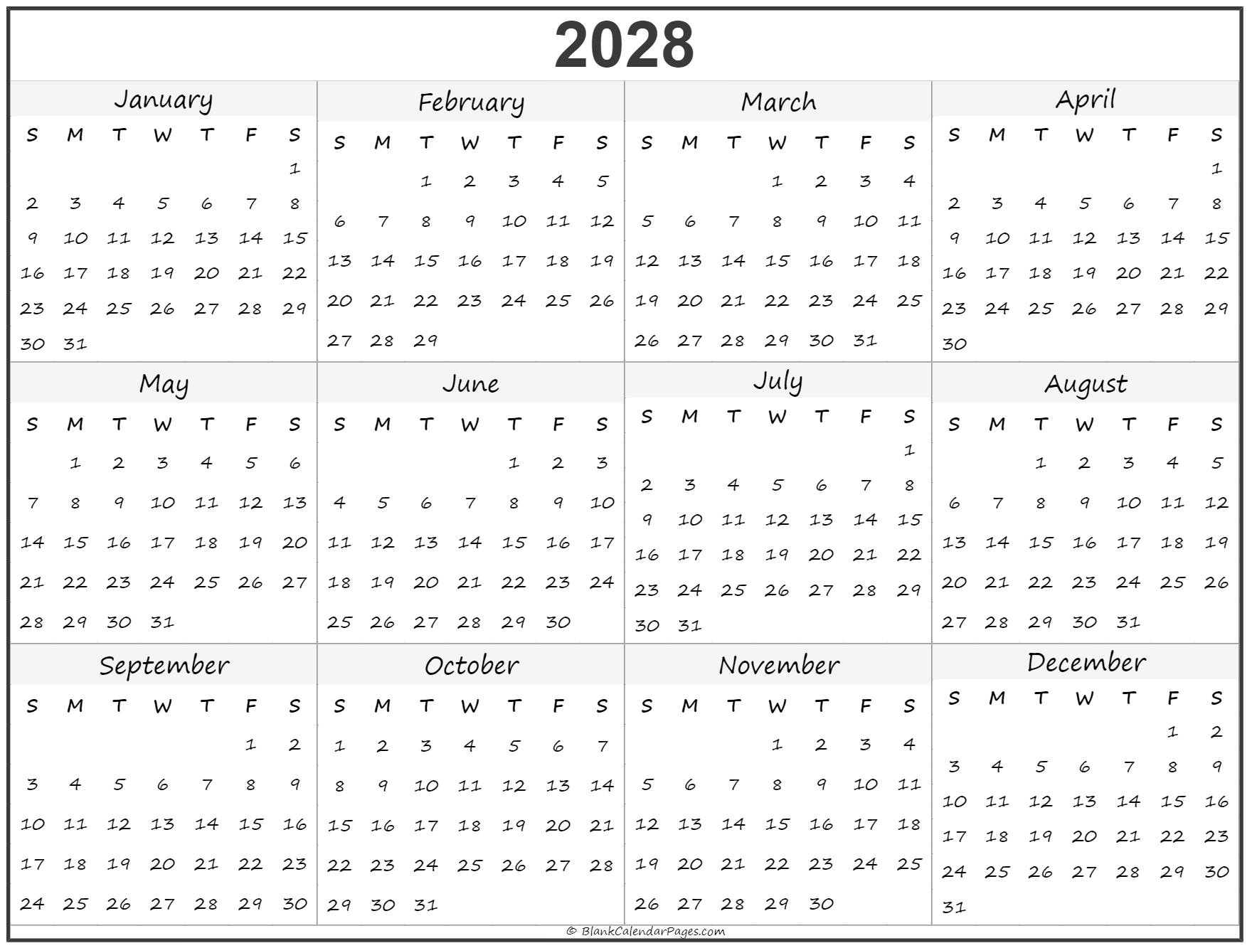 Printable Calendar 2028