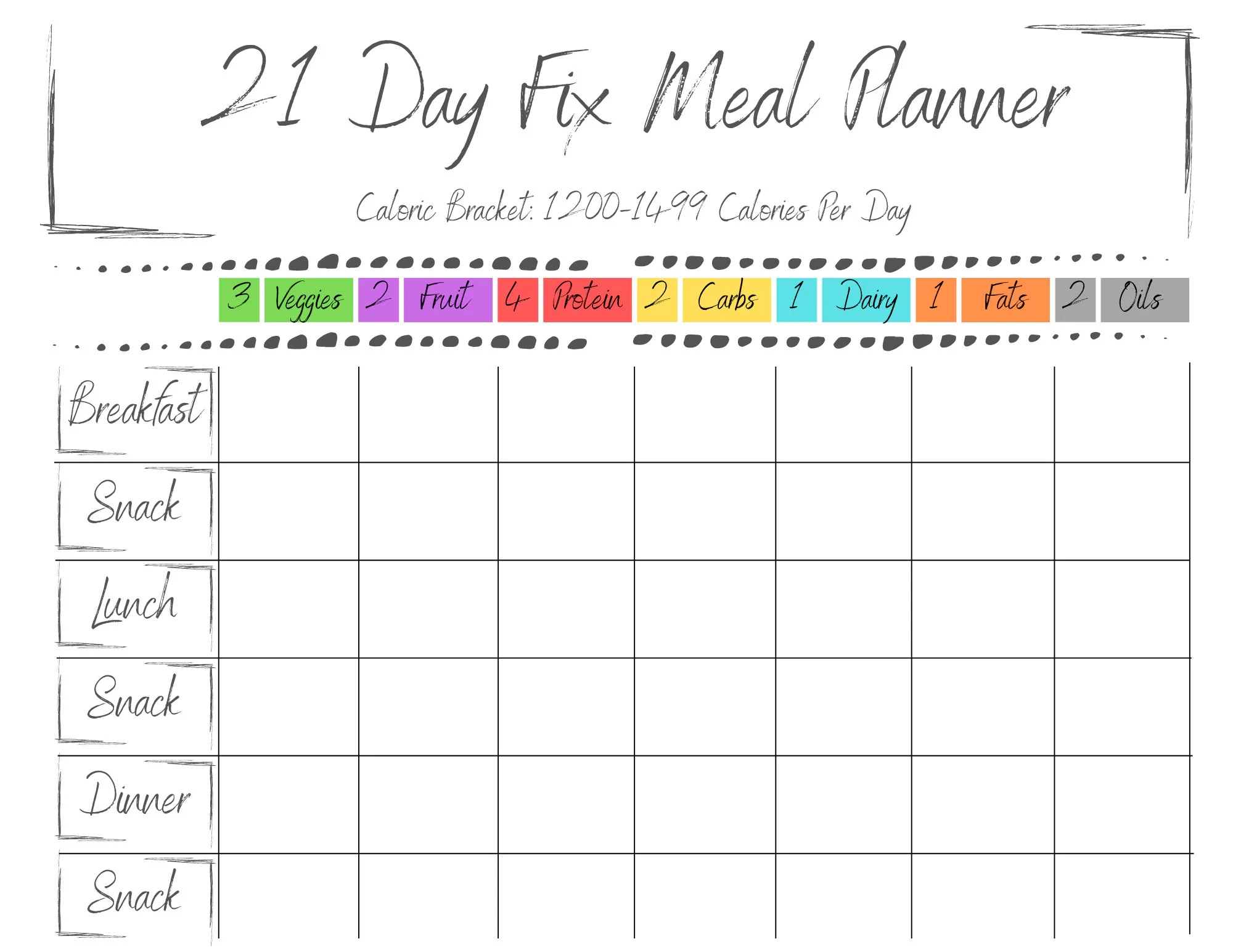 21 Day Fix Printable Calendar