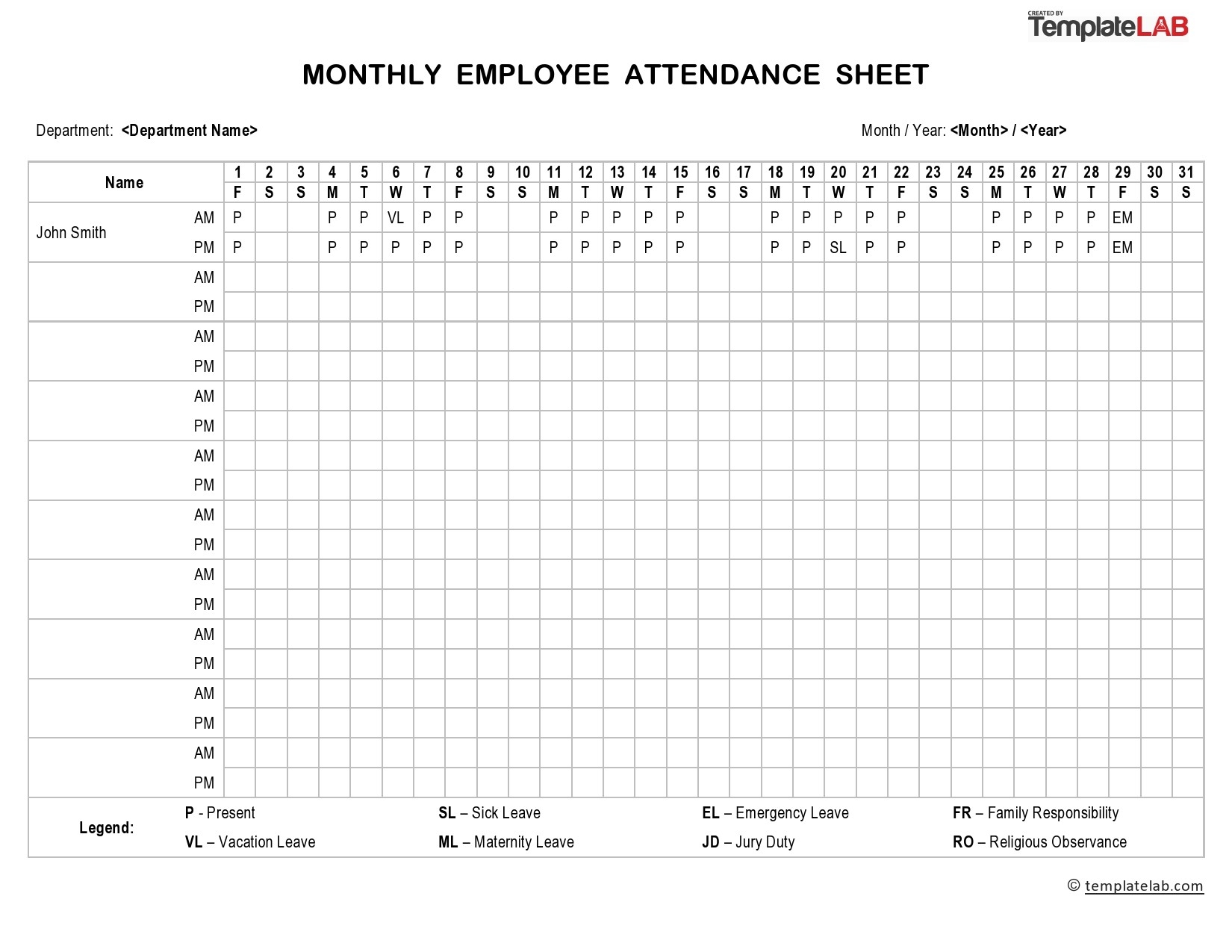 23 Free Printable Attendance Sheet Templates Word Excel 