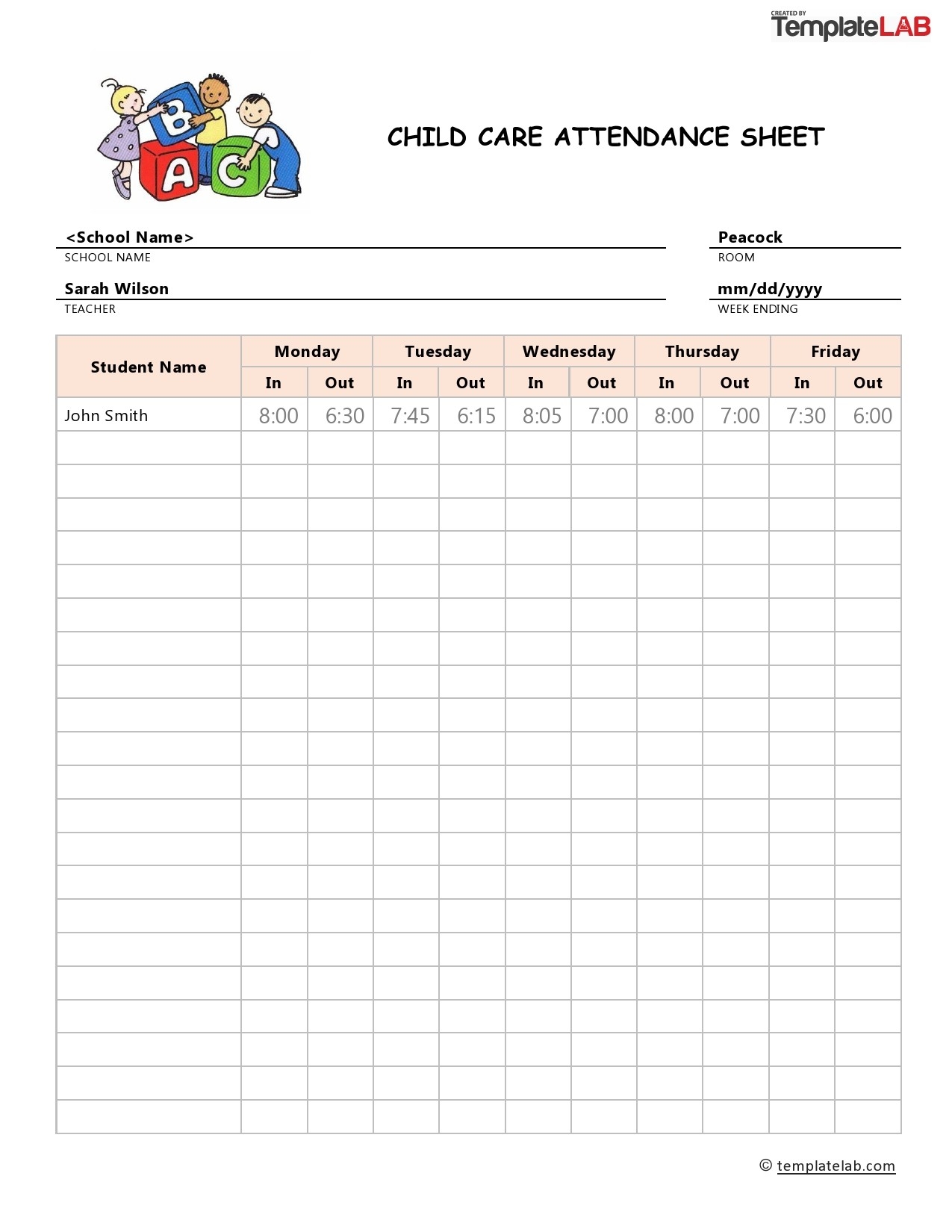 Attendance Printable Sheet