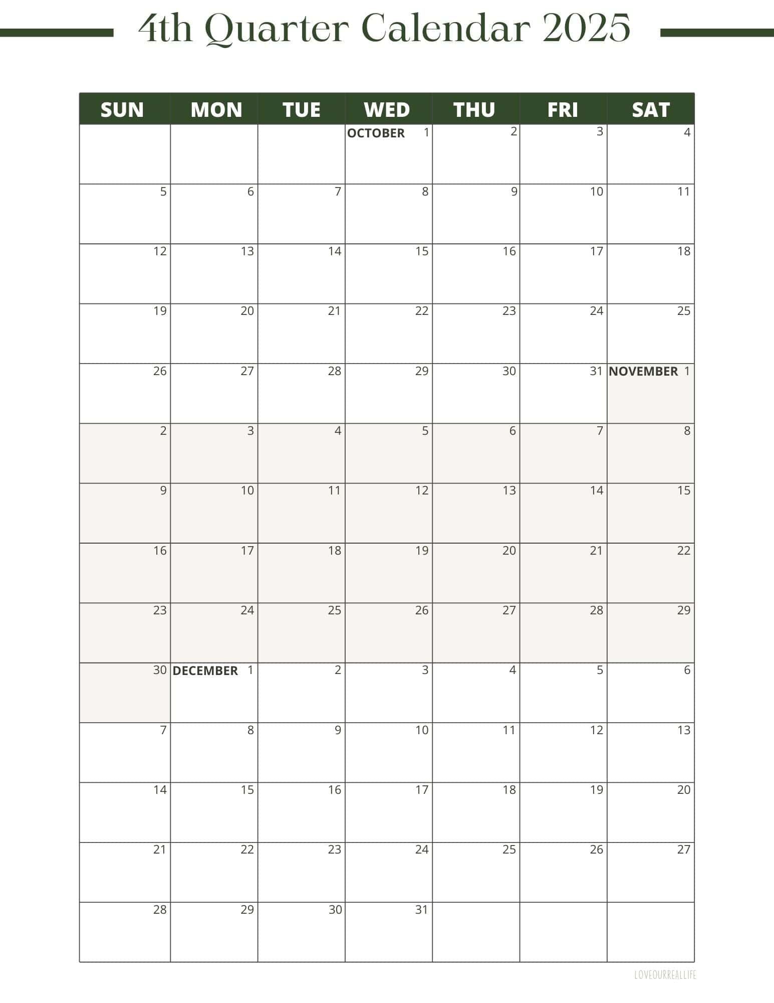 3 Month Calendar Printables 2025 And 2026 Love Our Real Life