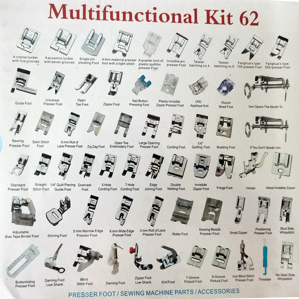 32 48 52 62 Domestic Sewing Machine Foot Presser Feet Set For 32 48 52 62 Domestic Sewing Machine Foot Presser Feet Set For