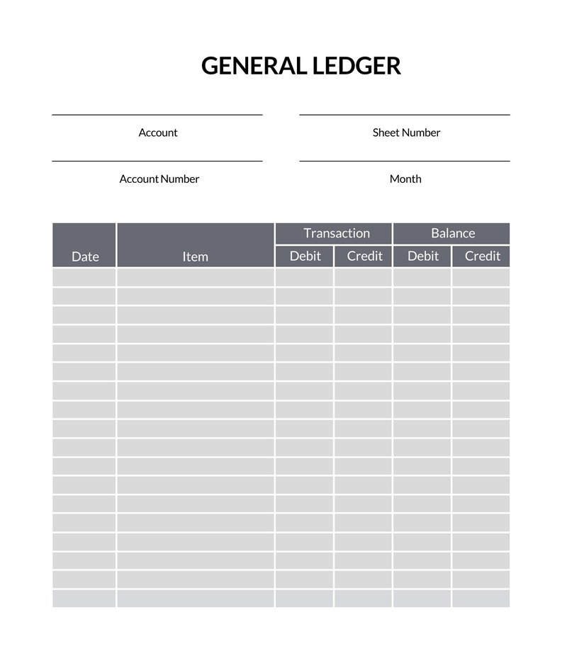 General Ledger Sheets Printable