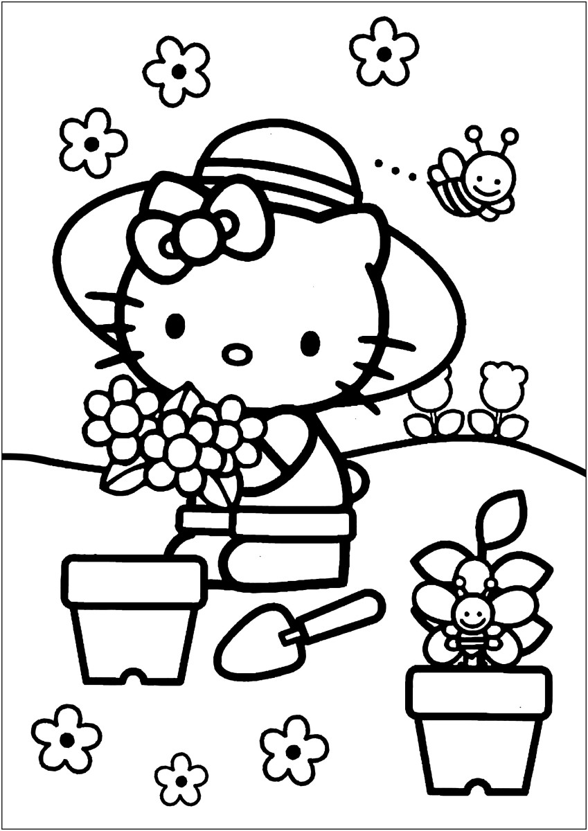 Printable Coloring Sheets Hello Kitty