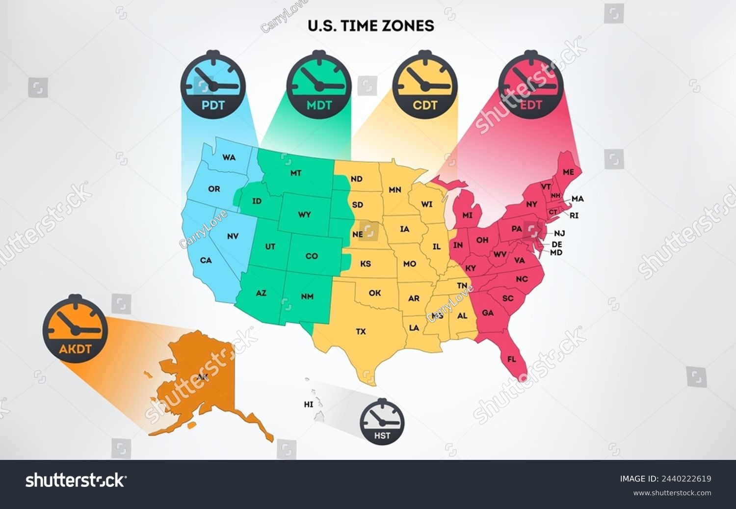 36 Central Time Zone Map Usa Royalty Free Images Stock Photos 