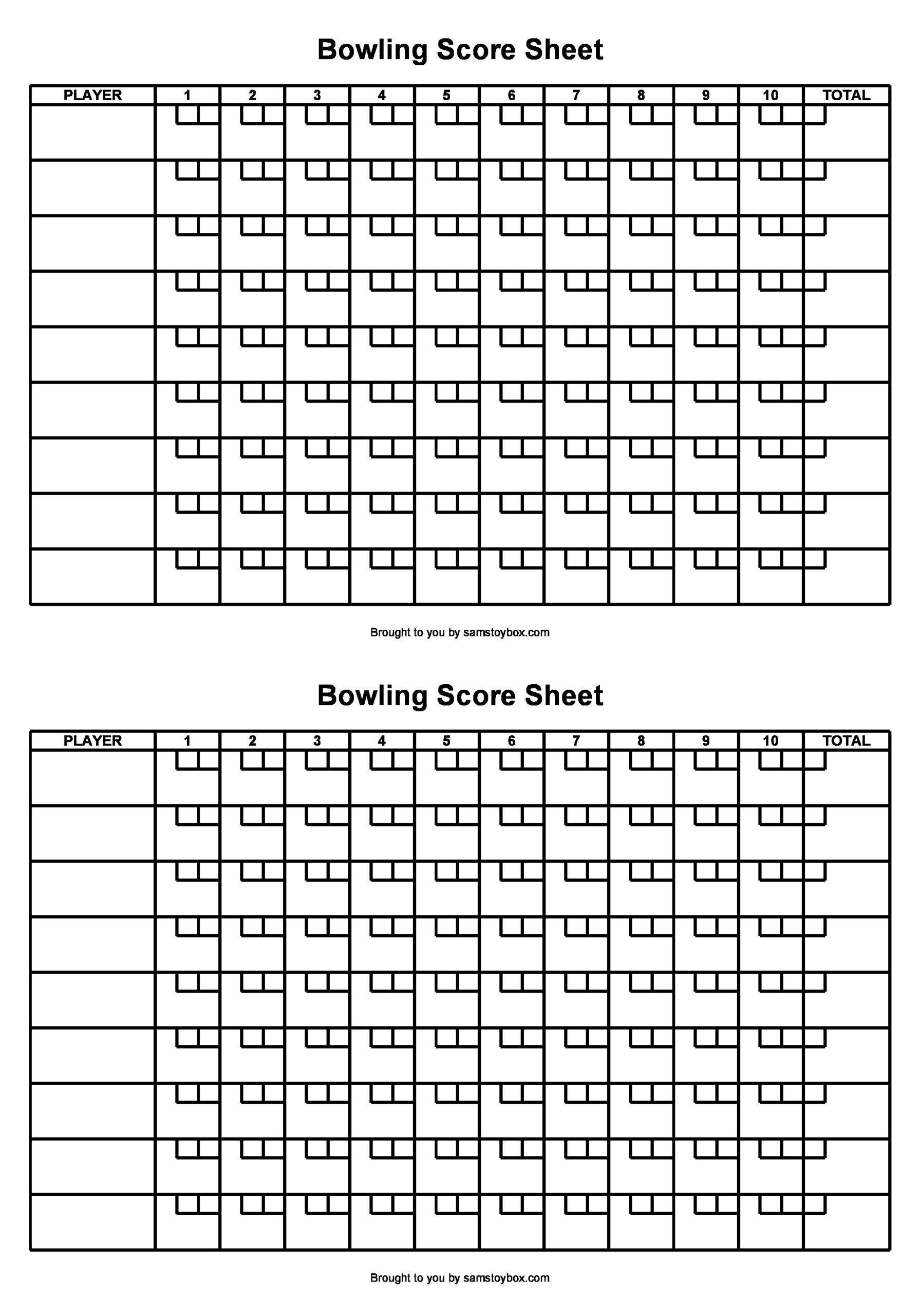 36 Printable Bowling Score Sheet Templates Examples 