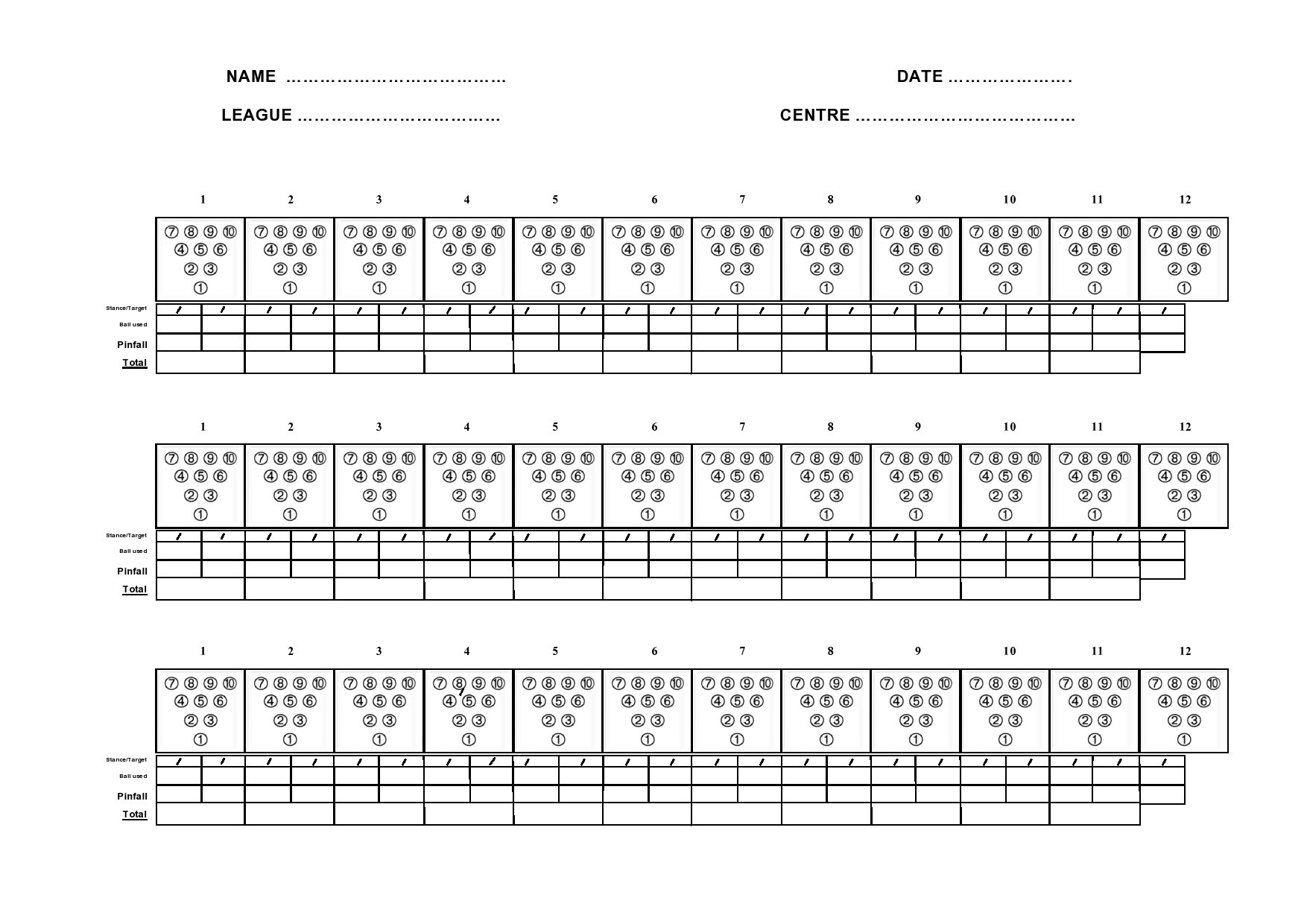 36 Printable Bowling Score Sheet Templates Examples 