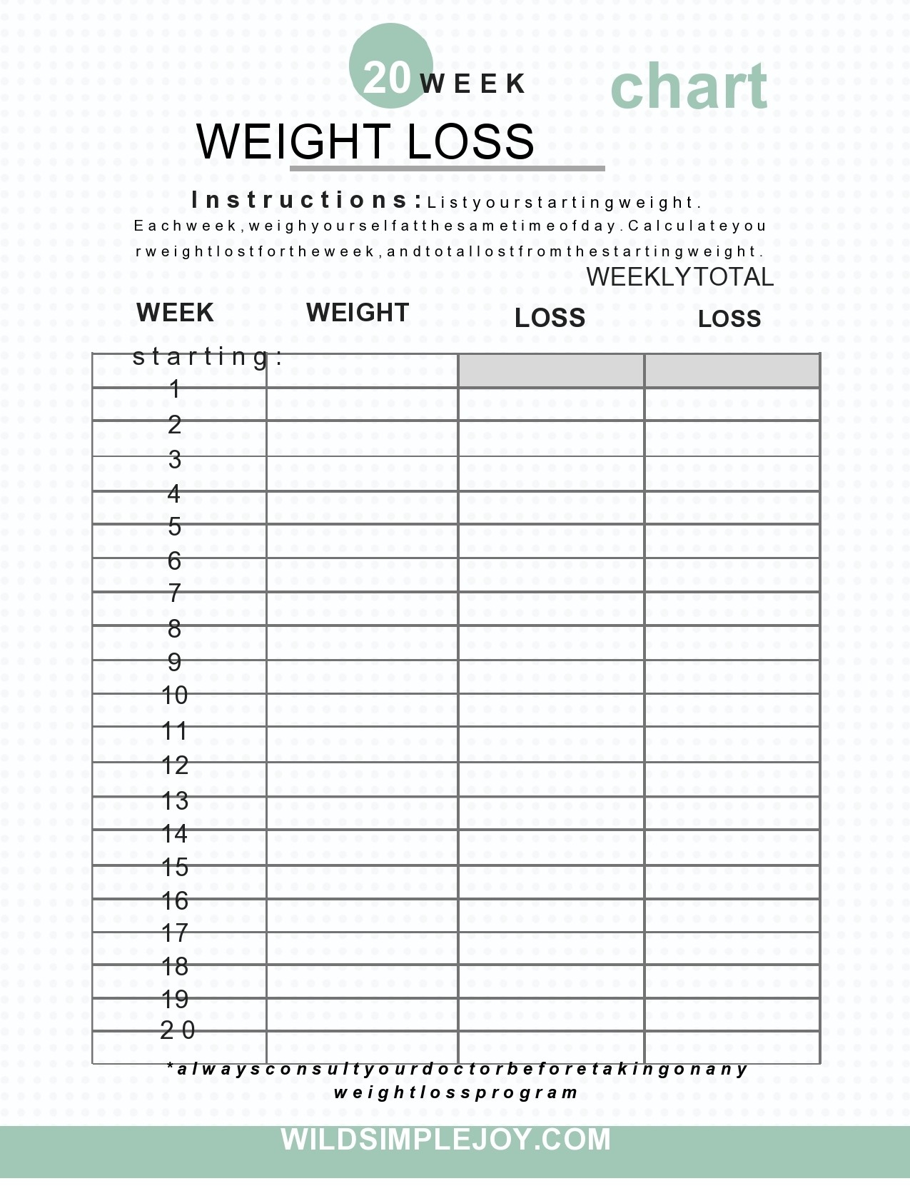 40 Blank Weight Loss Tracker Templates Monthly Weekly 