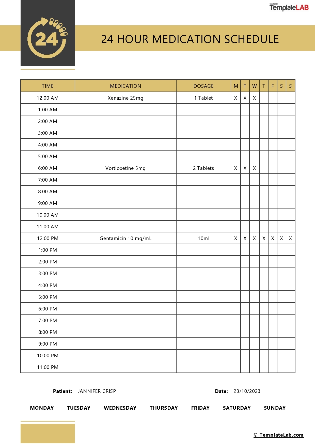 Medication Schedule Chart Printable