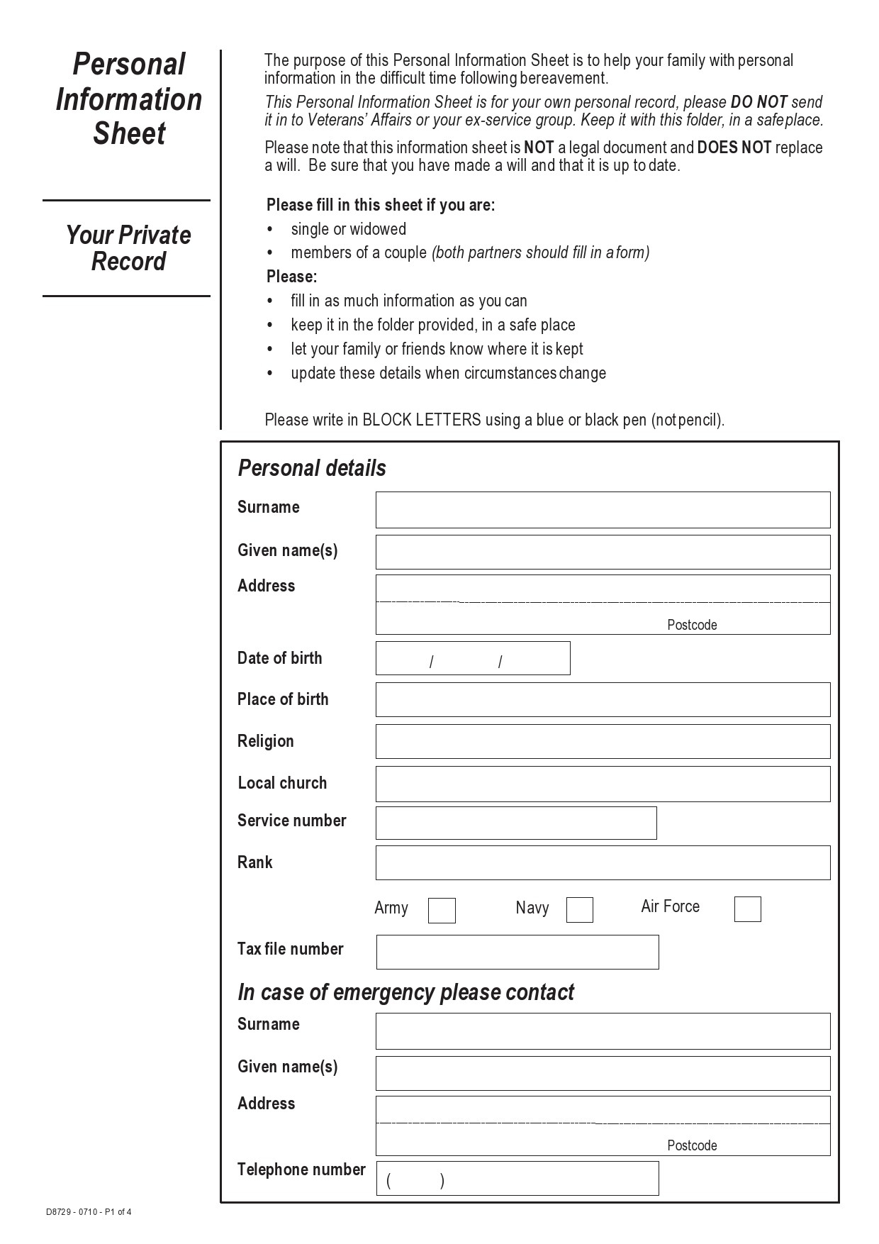 41 Free Personal Information Forms Templates TemplateLab