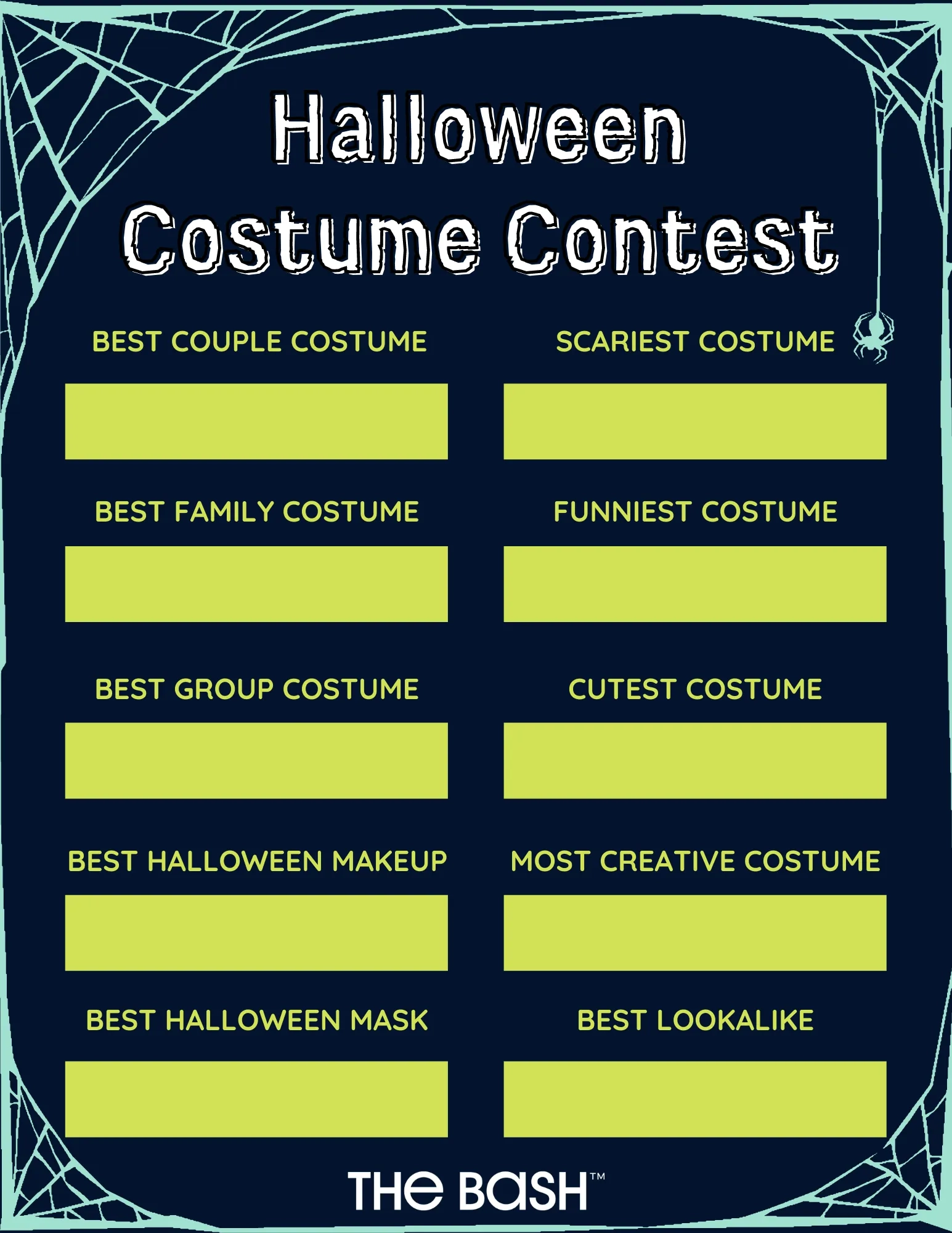 Printable Costume Contest Judging Sheet