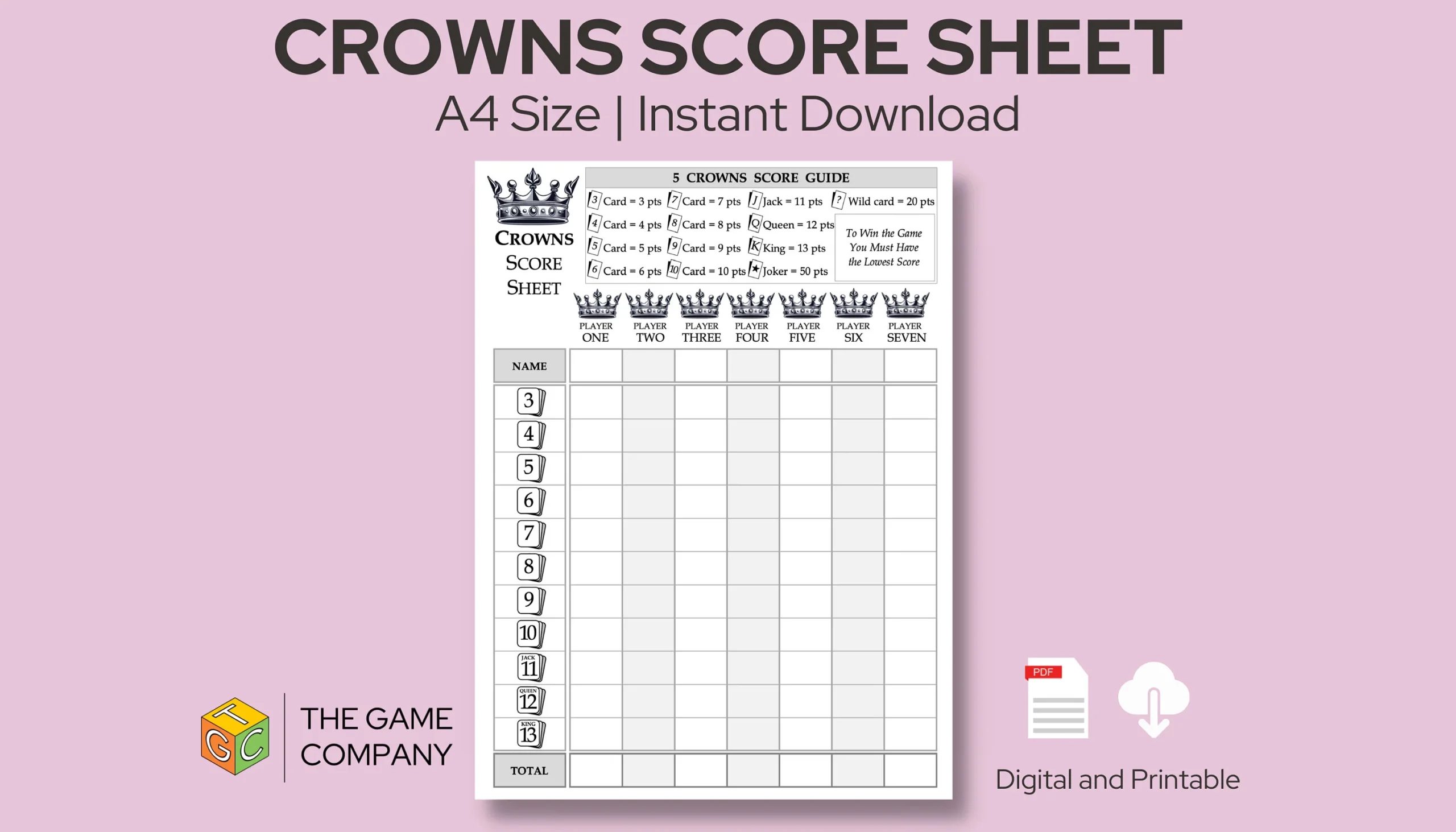 Printable Five Crowns Score Sheet Pdf