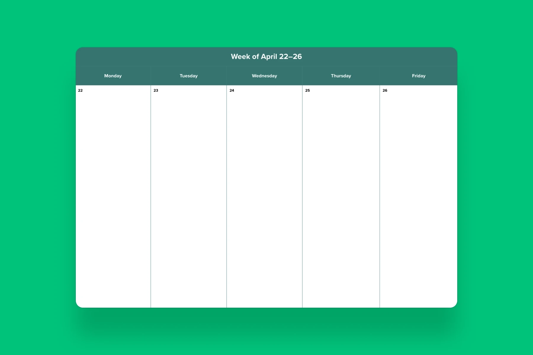 Days Of Week Calendar Printable