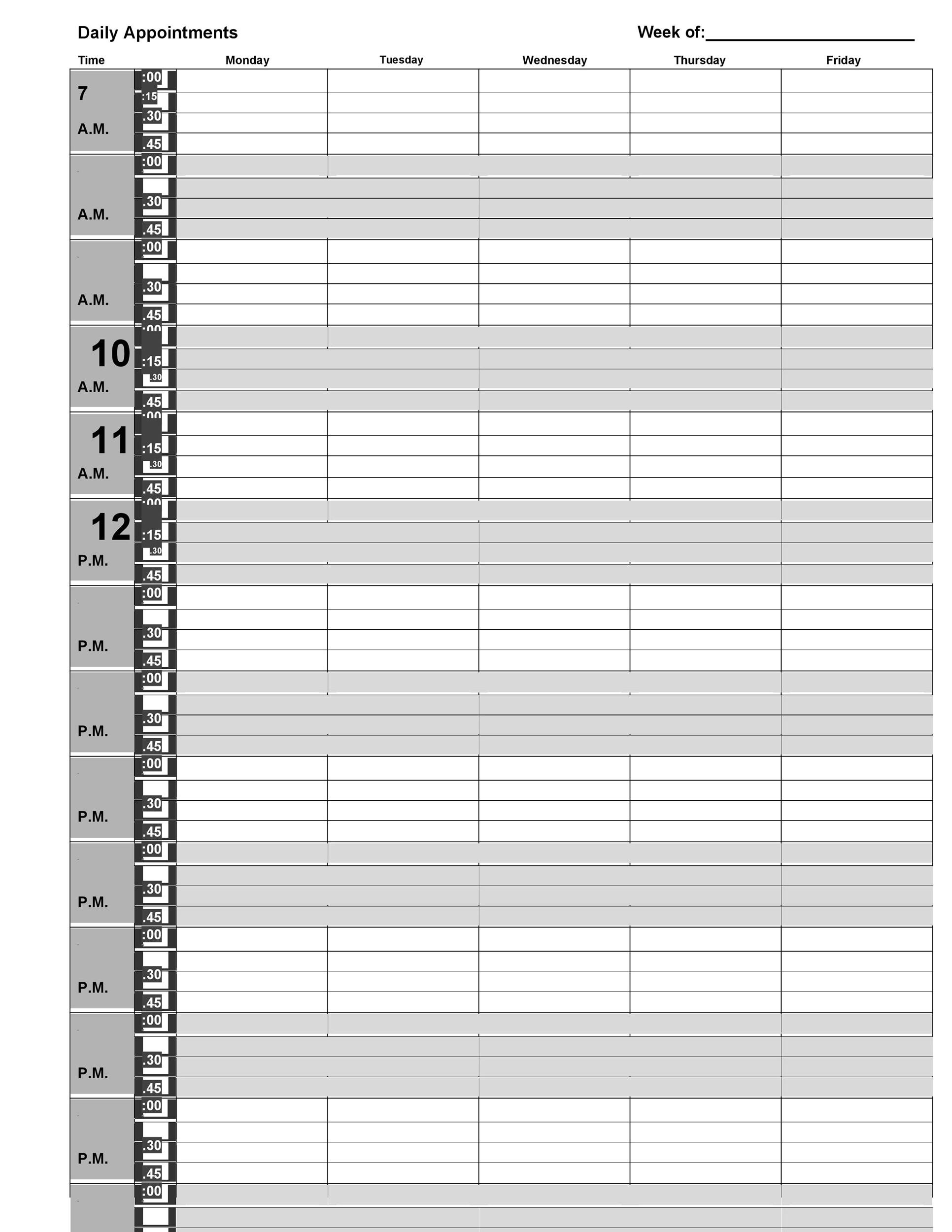 50 Printable Appointment Schedule Templates Appointment Calendars 