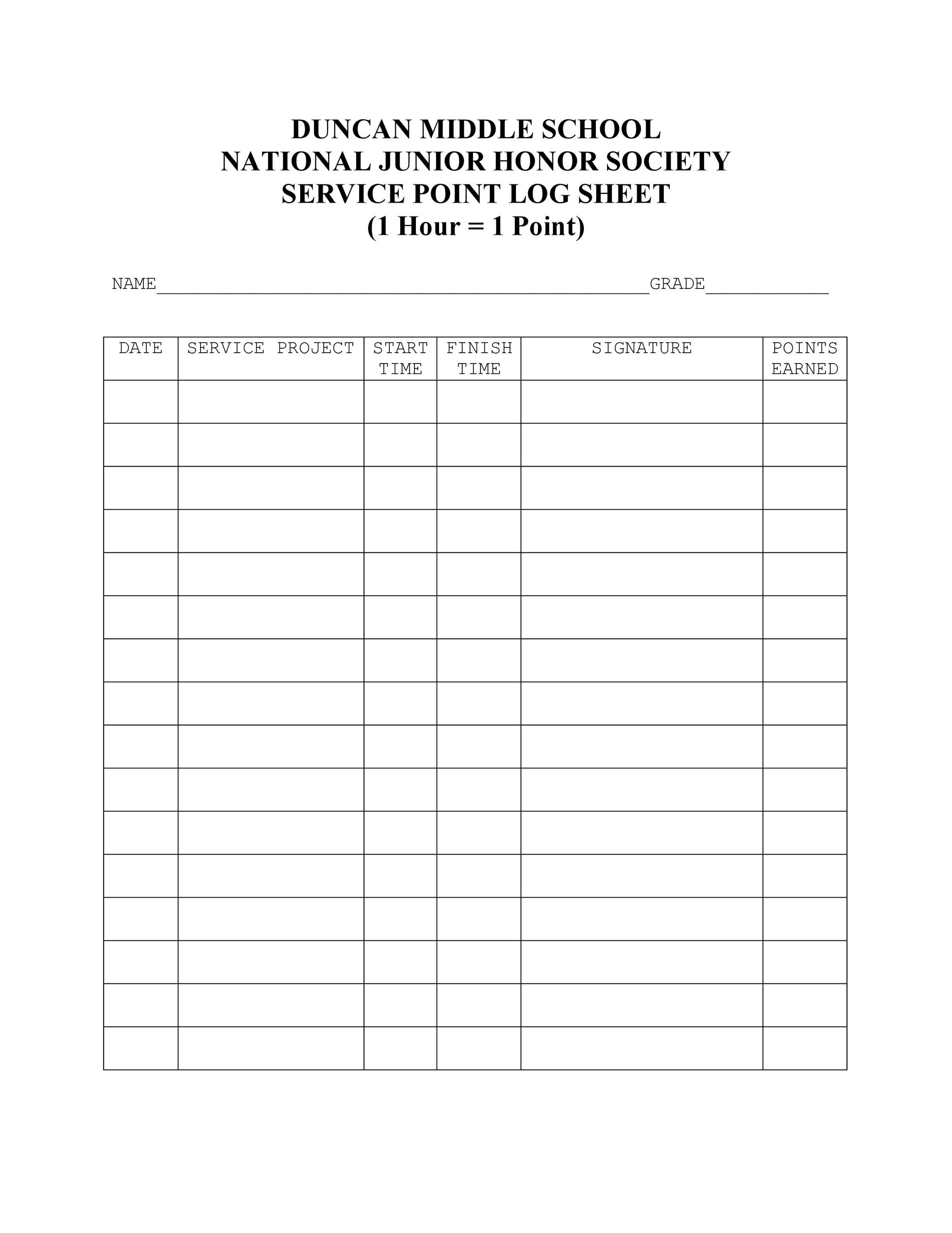 Free Printable Log Sheet Template