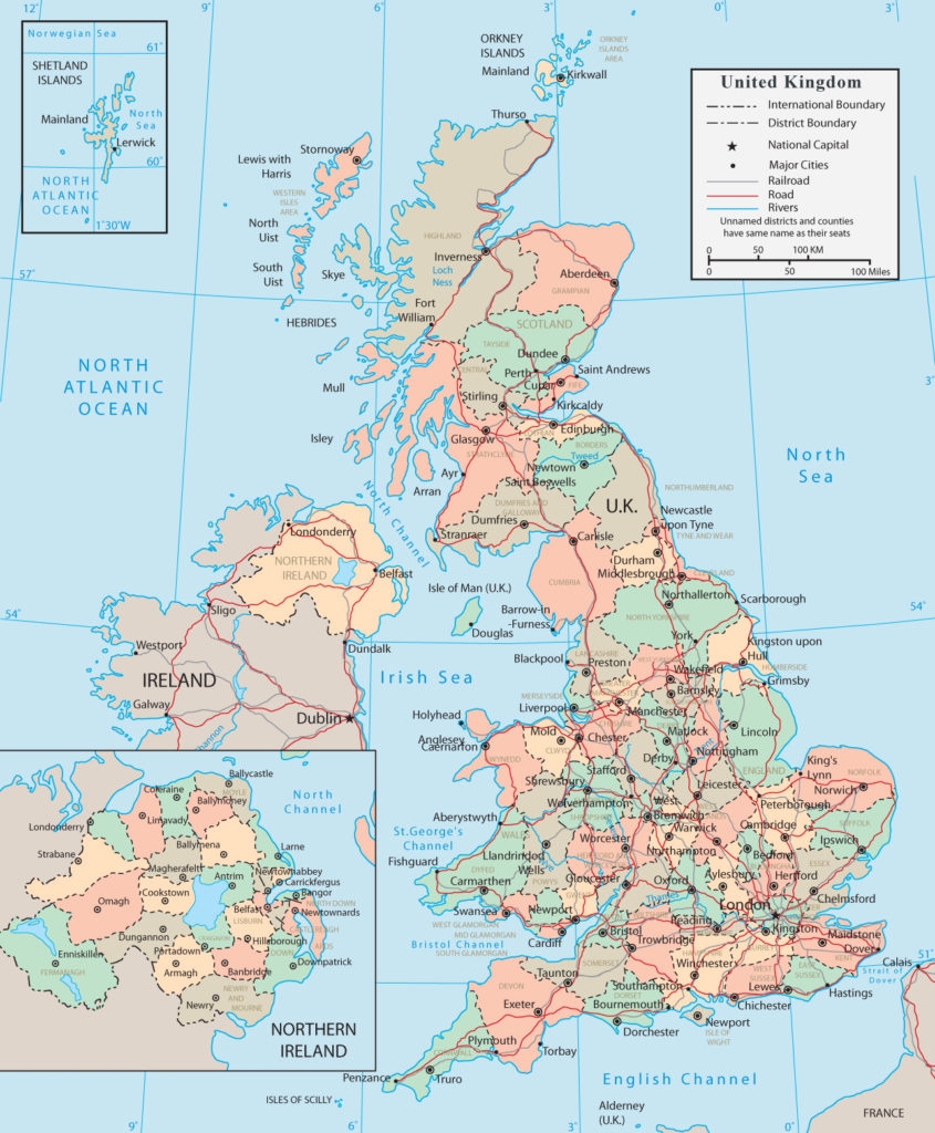 Printable Map Of England And Scotland