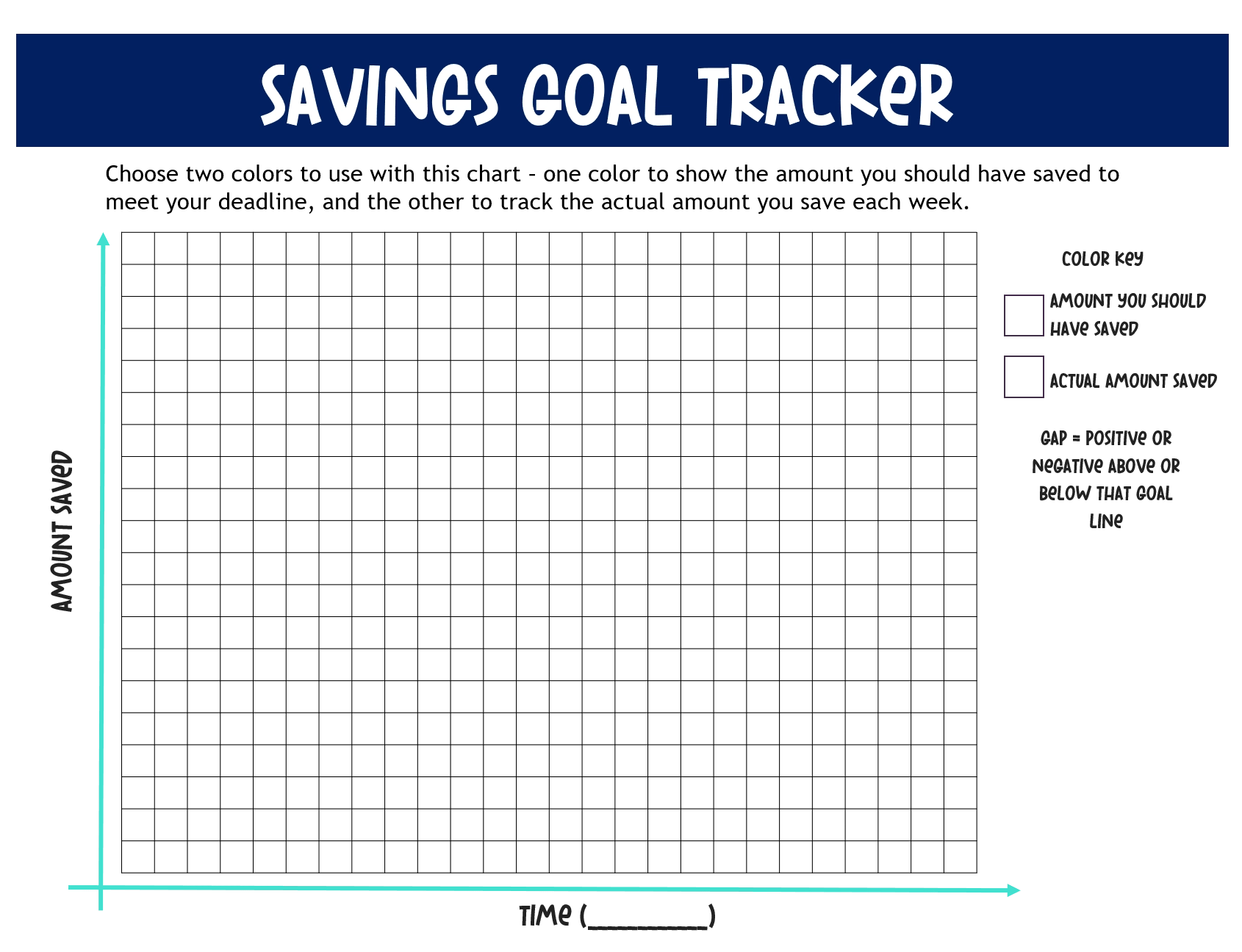 Money Saving Goal Chart Printable