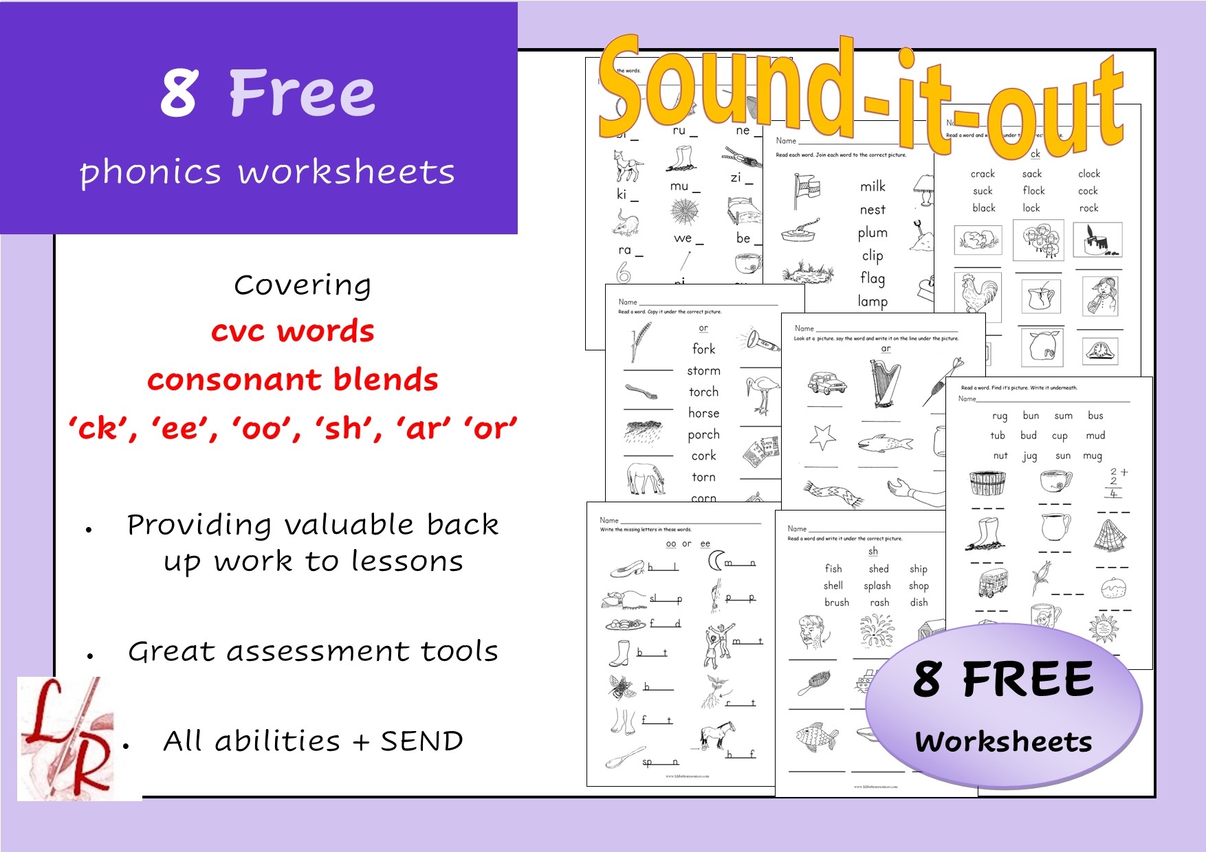 8 Phonics Worksheets FREE Teaching Resources
