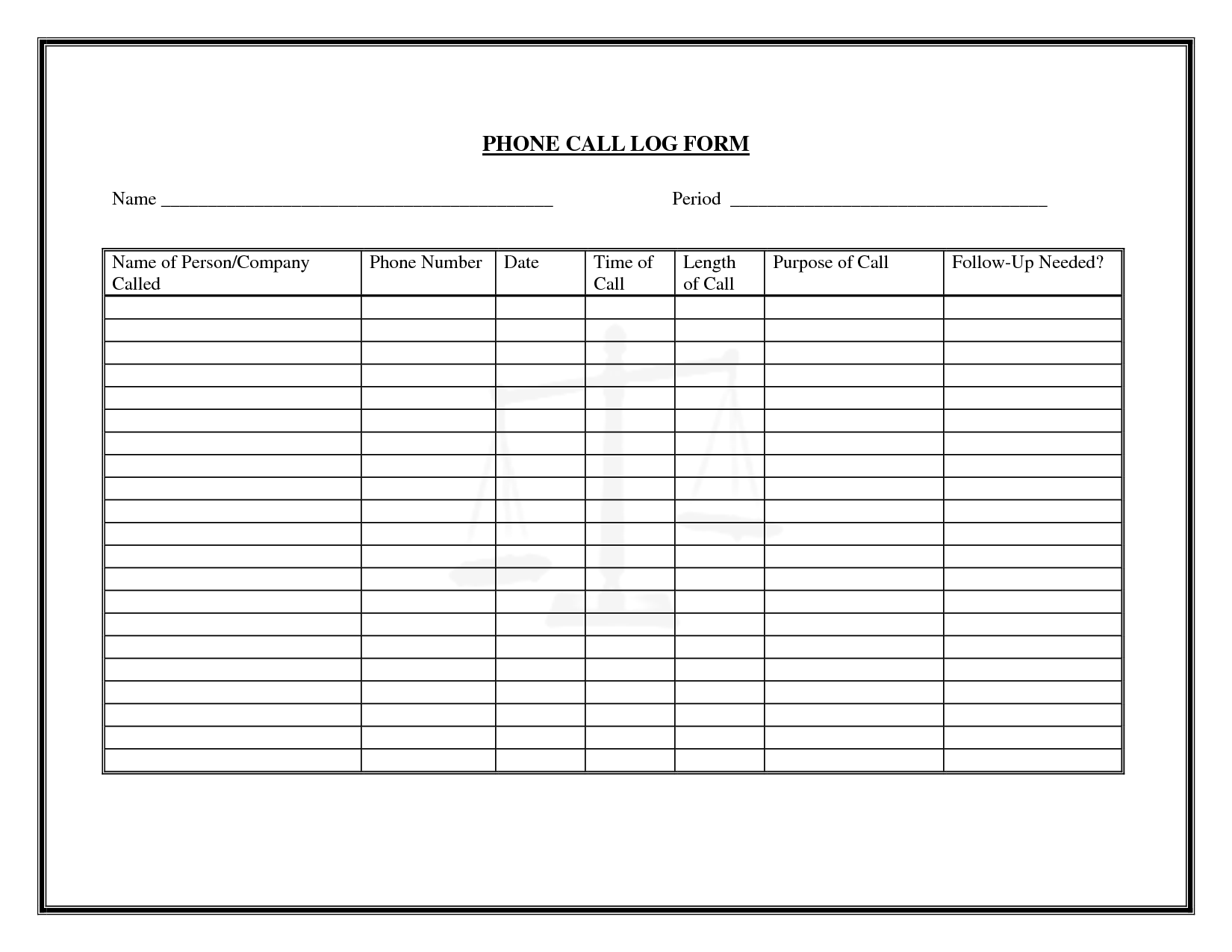 8 Printable Phone Log Examples To Download