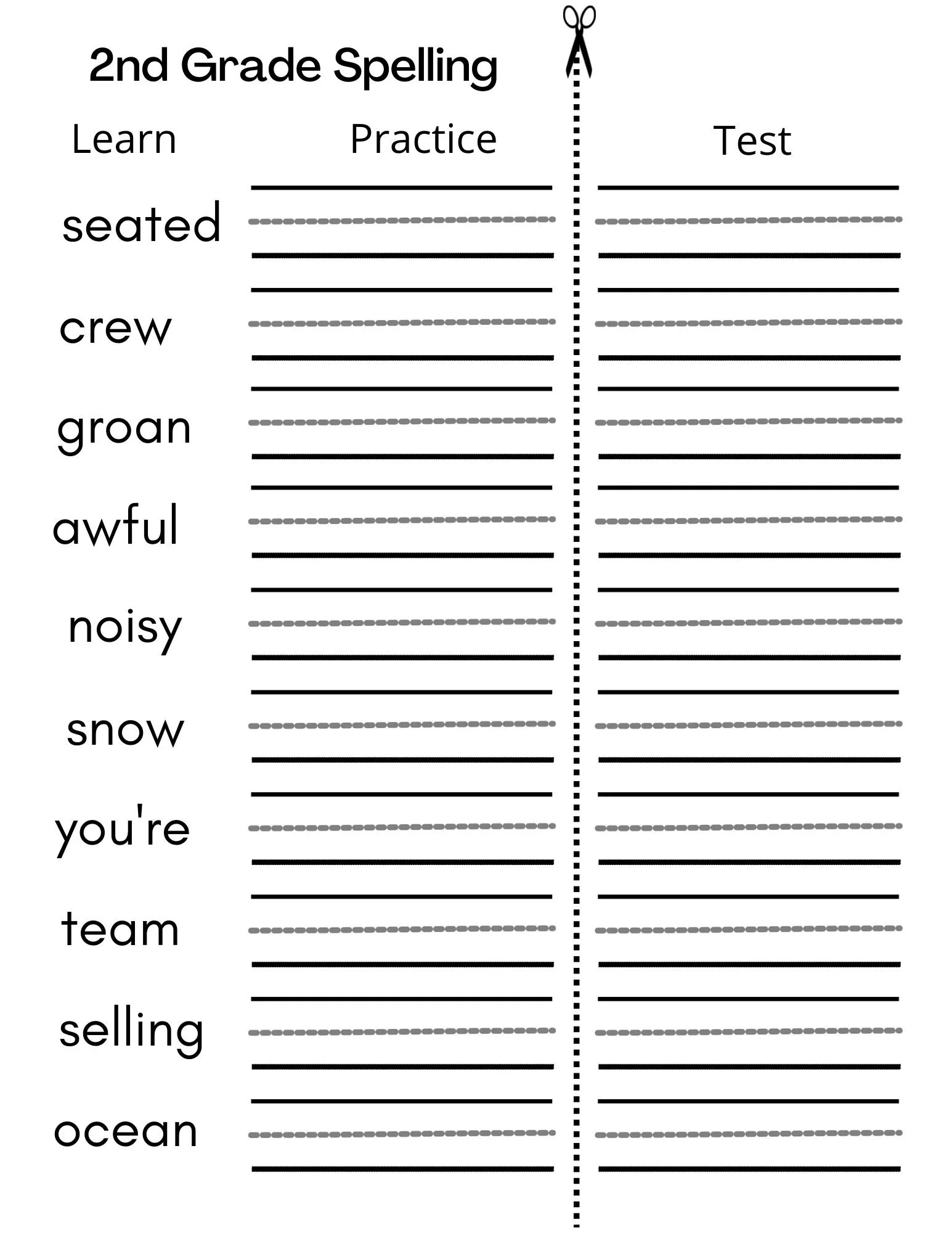 Spelling Printable Worksheets